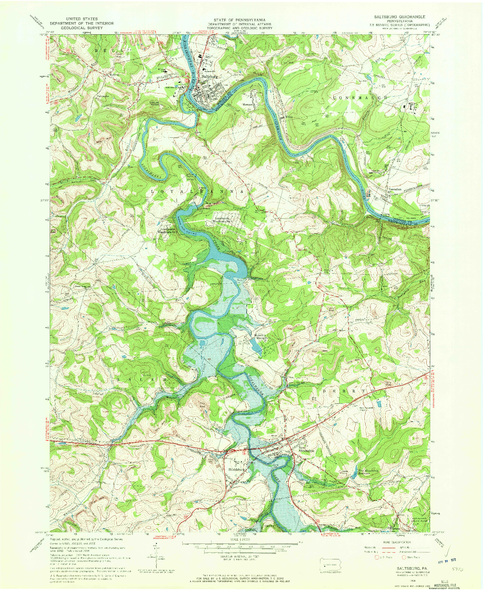 USGS 1:24000-SCALE QUADRANGLE FOR SALTSBURG, PA 1964
