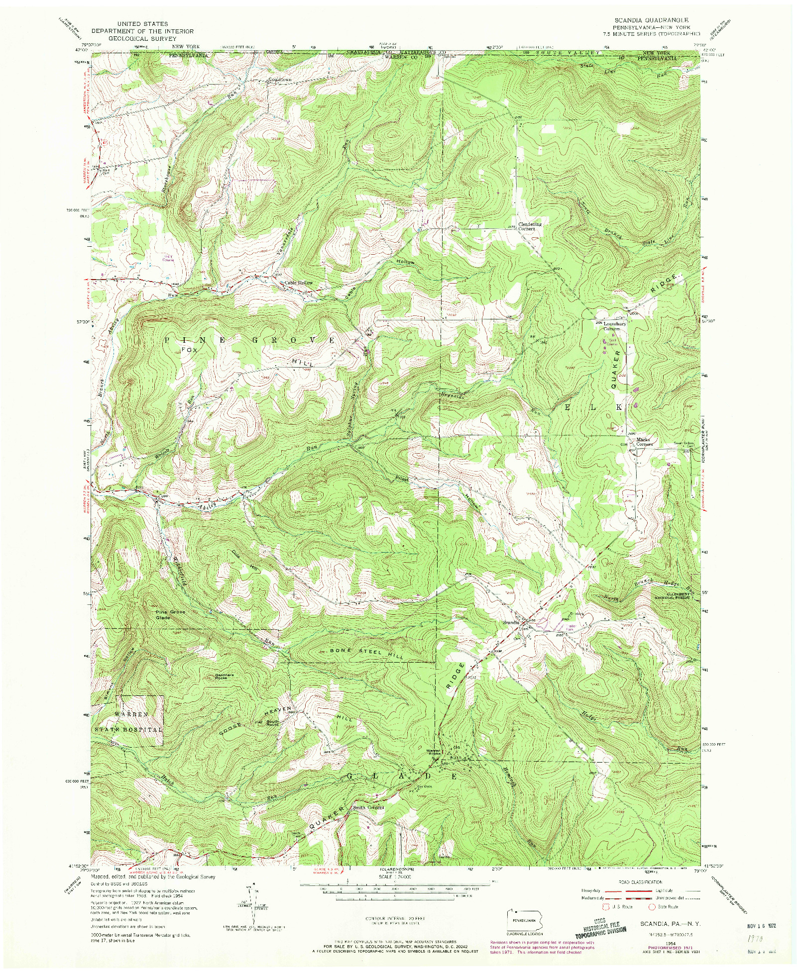 USGS 1:24000-SCALE QUADRANGLE FOR SCANDIA, PA 1954