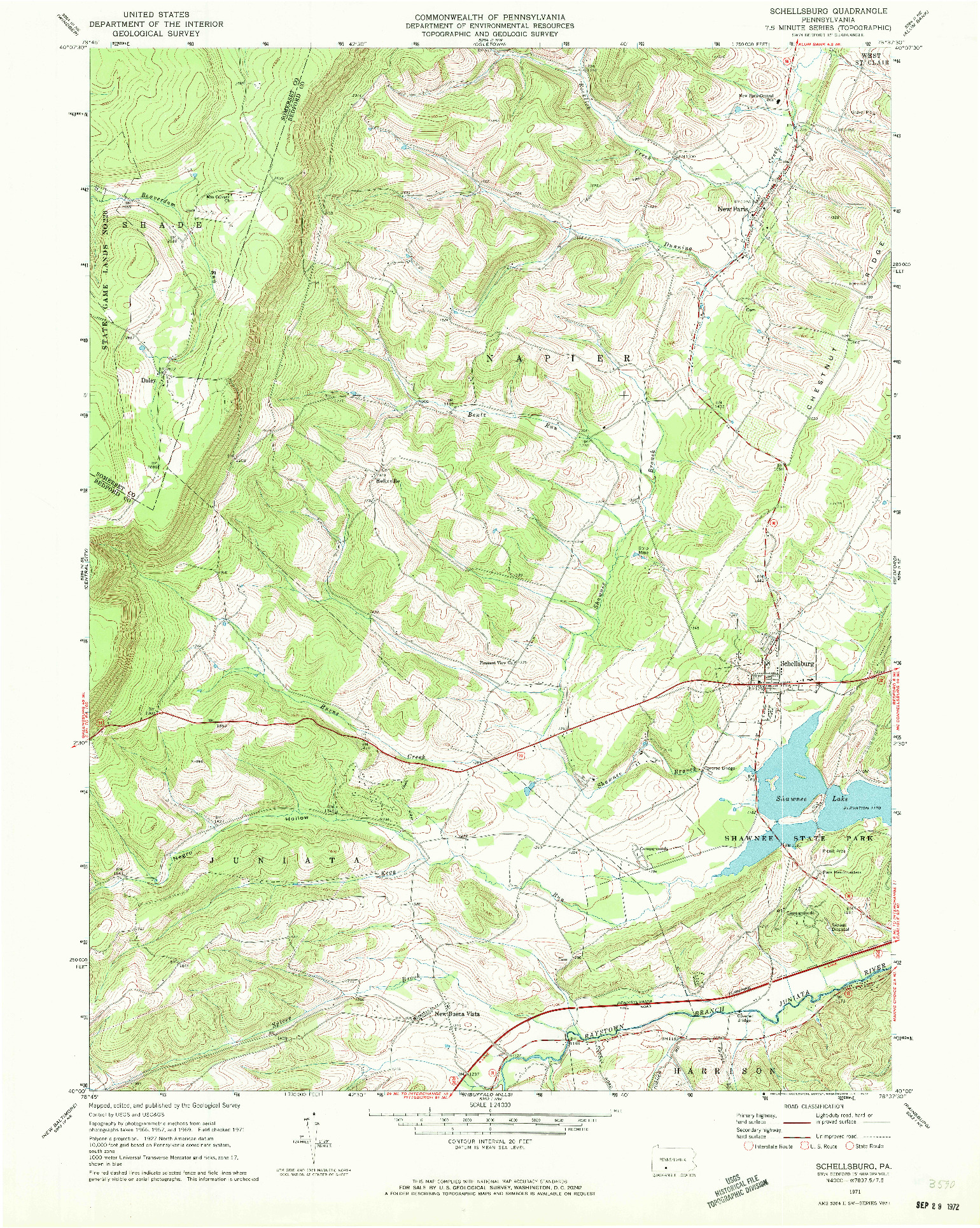 USGS 1:24000-SCALE QUADRANGLE FOR SCHELLSBURG, PA 1971