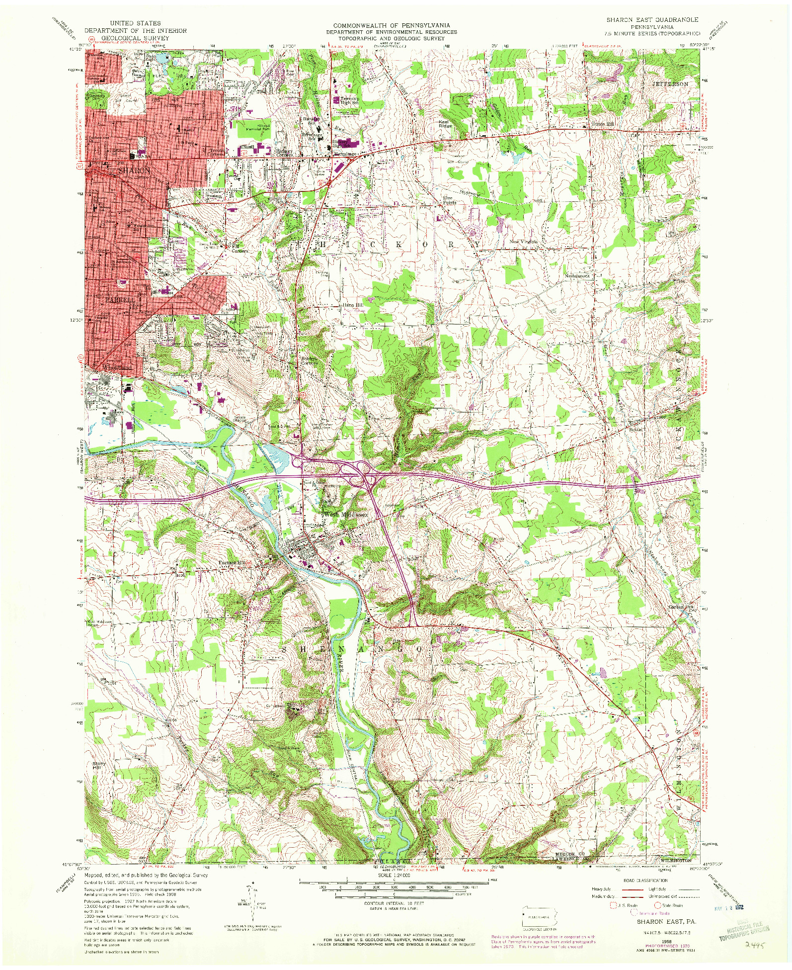 USGS 1:24000-SCALE QUADRANGLE FOR SHARON EAST, PA 1958