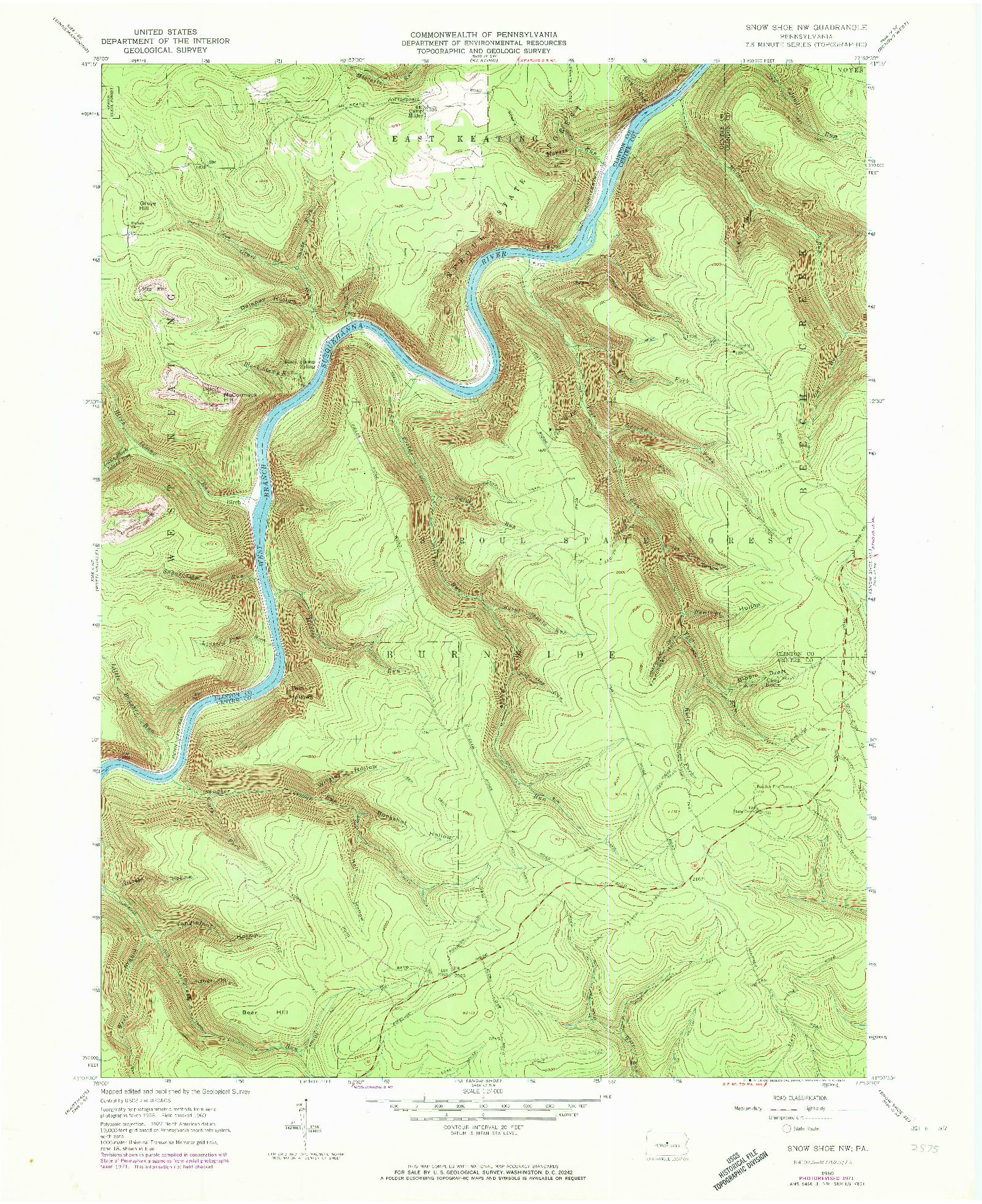 USGS 1:24000-SCALE QUADRANGLE FOR SNOW SHOE NW, PA 1960