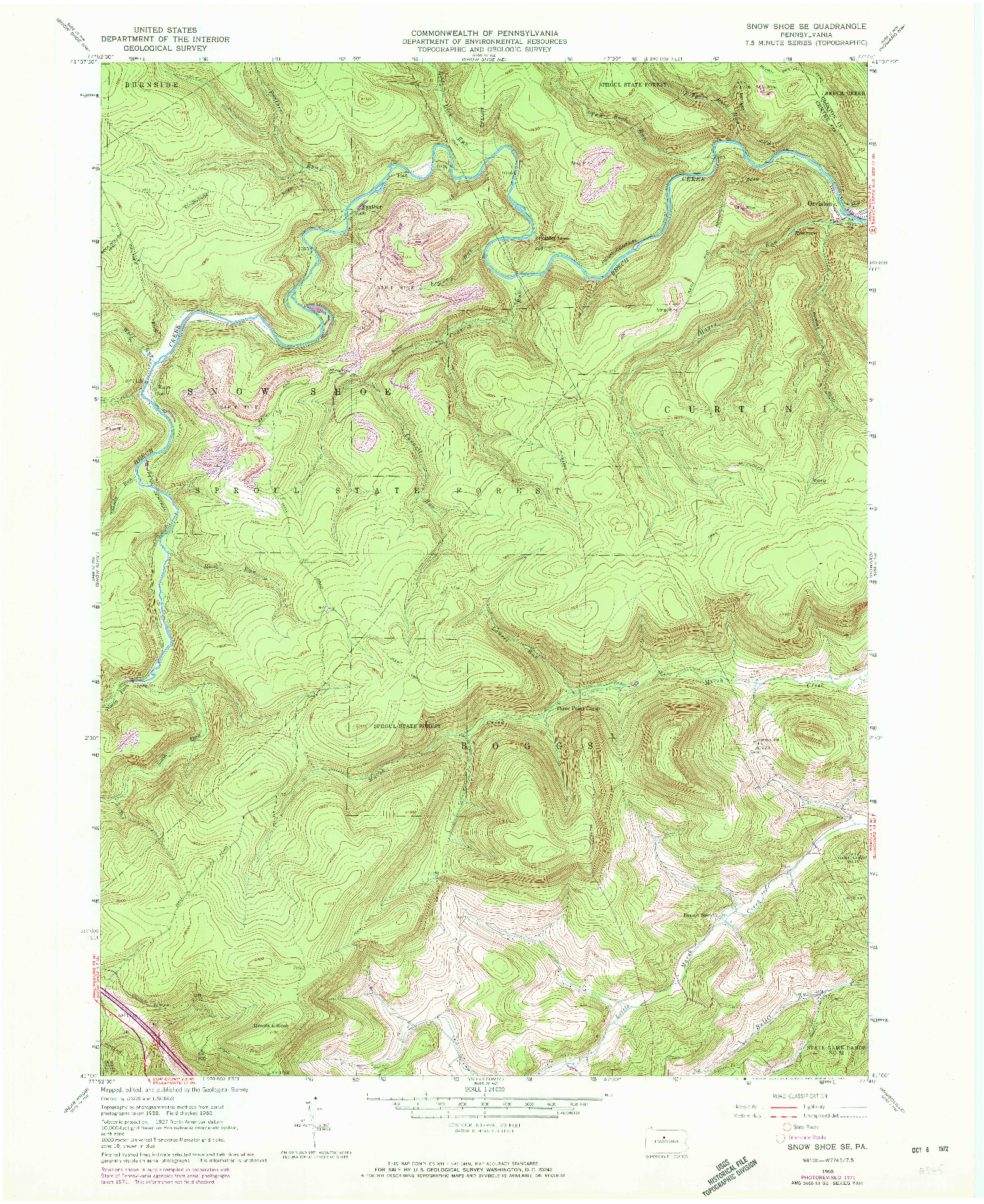 USGS 1:24000-SCALE QUADRANGLE FOR SNOW SHOE SE, PA 1960