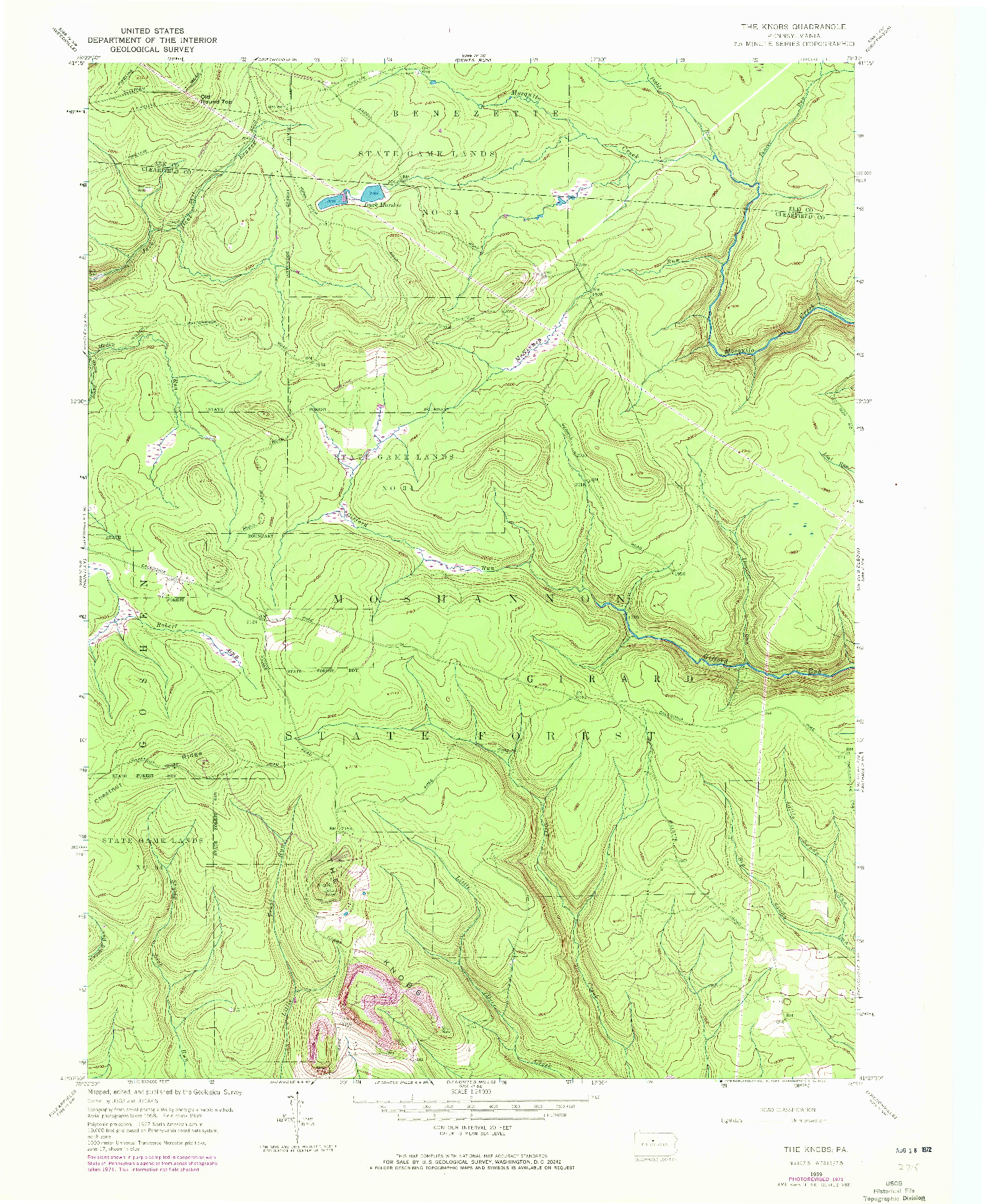 USGS 1:24000-SCALE QUADRANGLE FOR THE KNOBS, PA 1959
