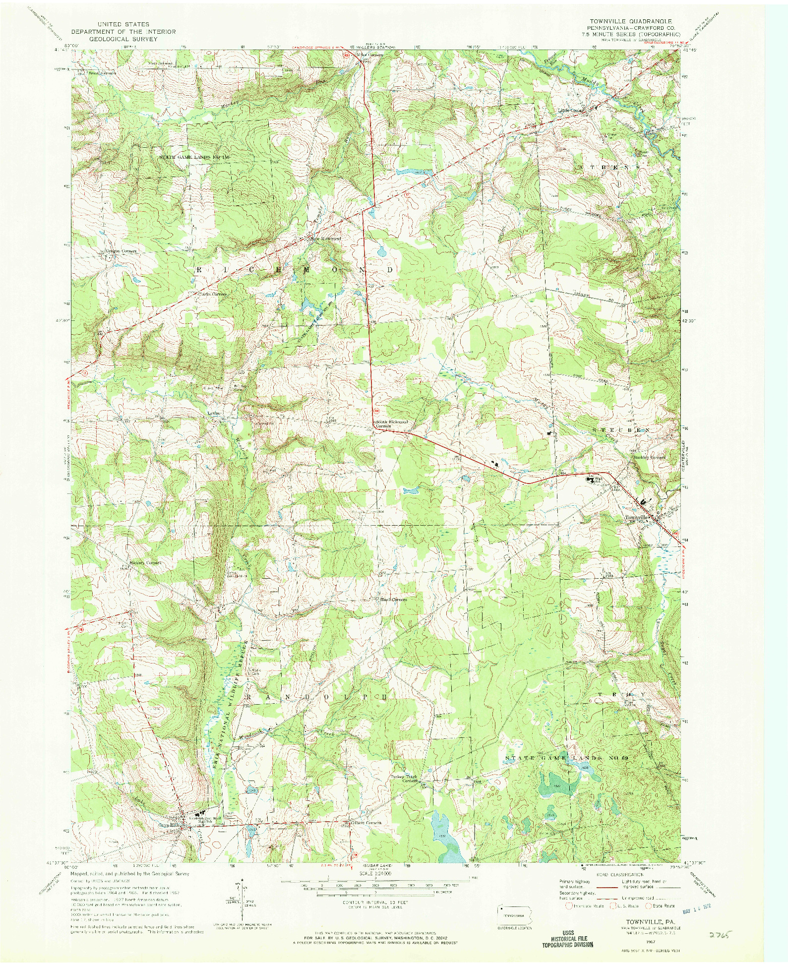 USGS 1:24000-SCALE QUADRANGLE FOR TOWNVILLE, PA 1967