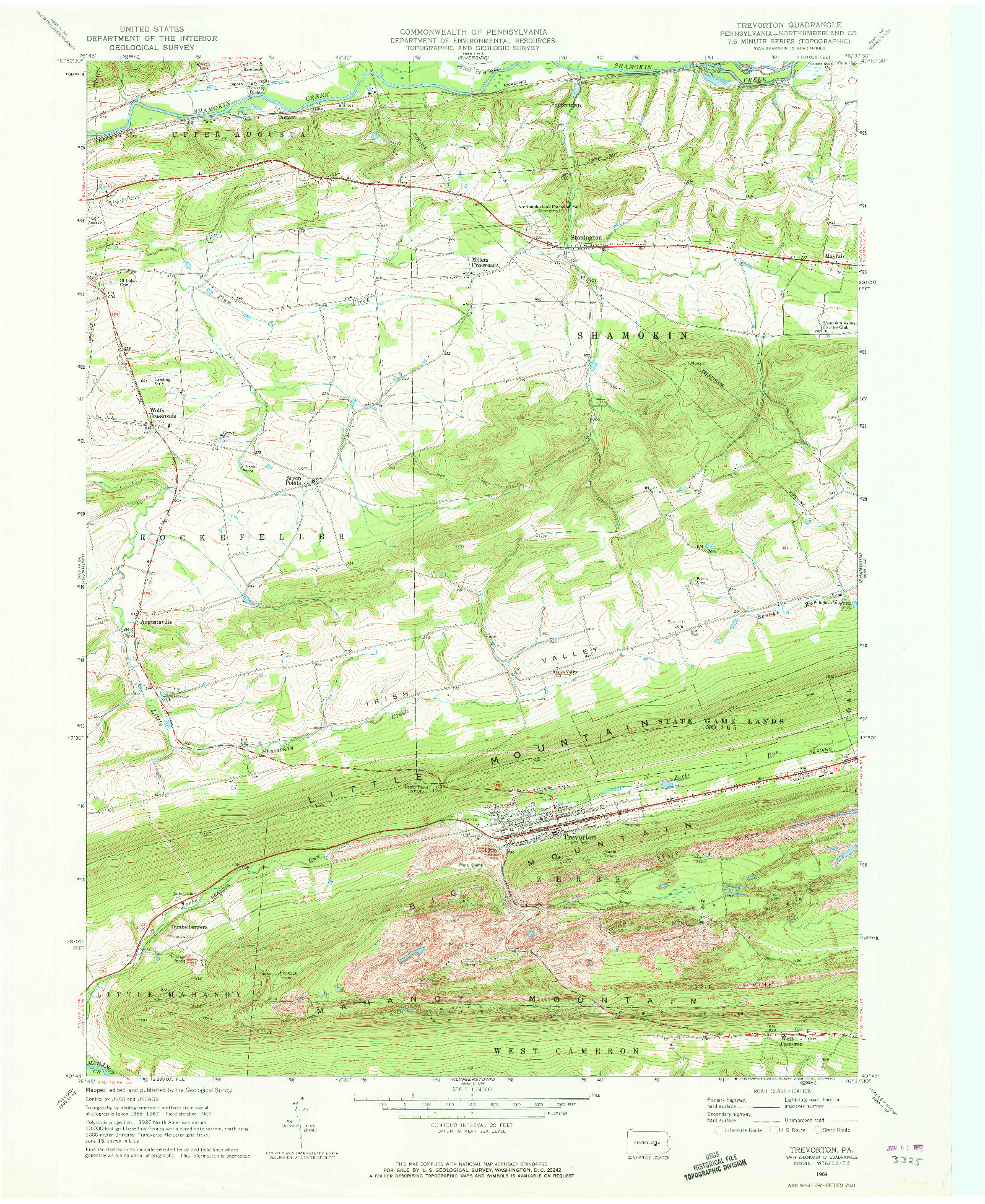 USGS 1:24000-SCALE QUADRANGLE FOR TREVORTON, PA 1969