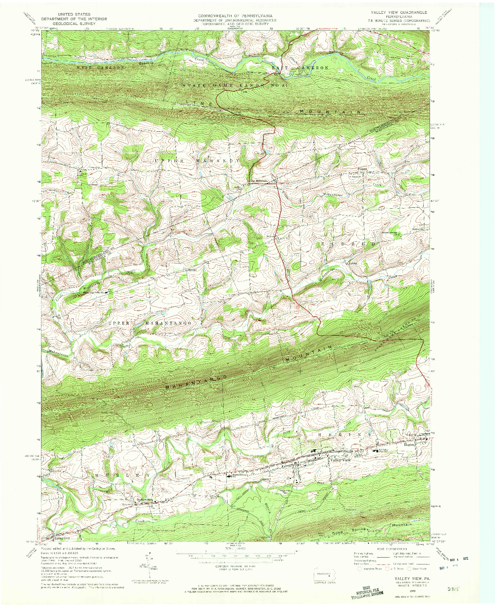 USGS 1:24000-SCALE QUADRANGLE FOR VALLEY VIEW, PA 1969