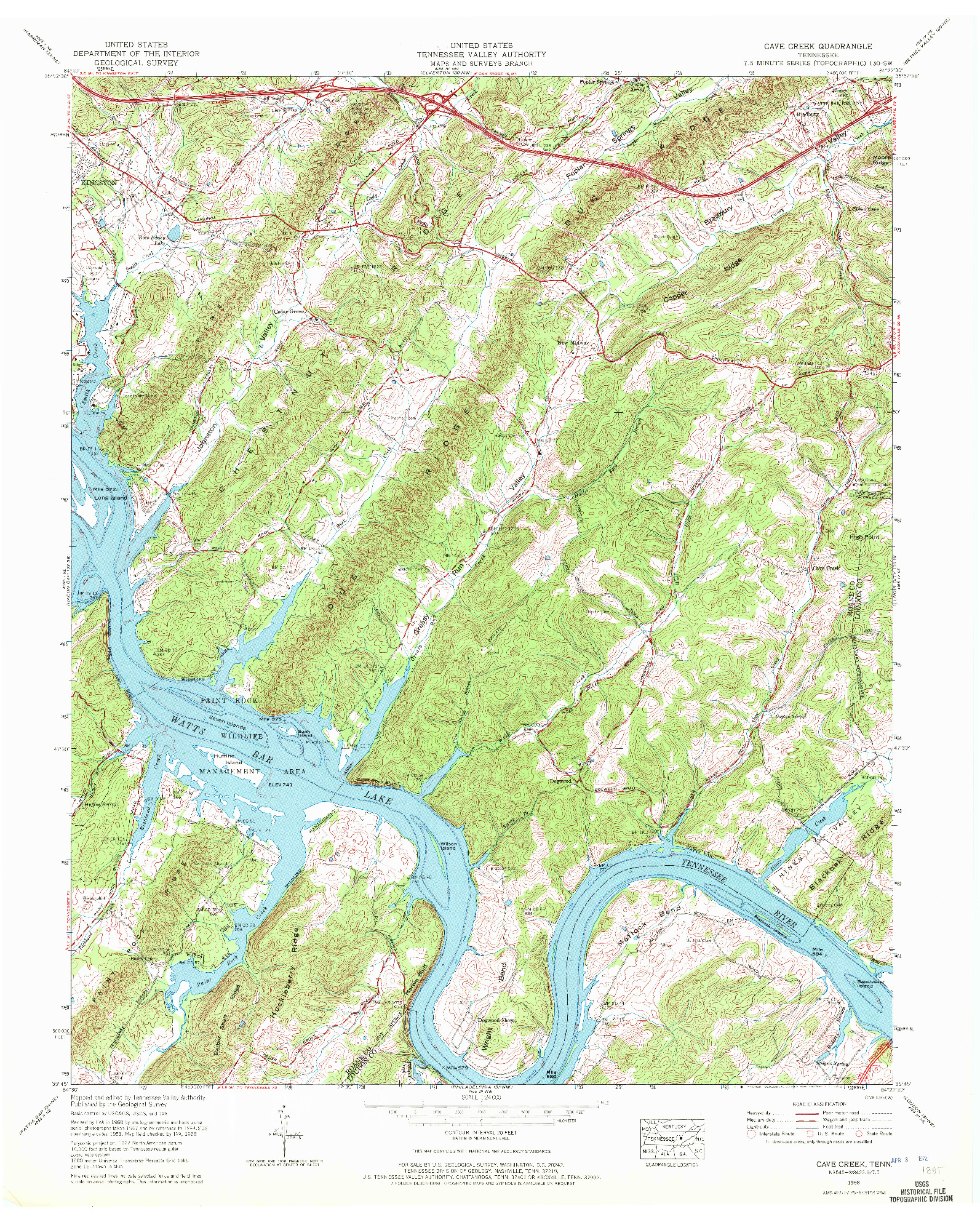 USGS 1:24000-SCALE QUADRANGLE FOR CAVE CREEK, TN 1968