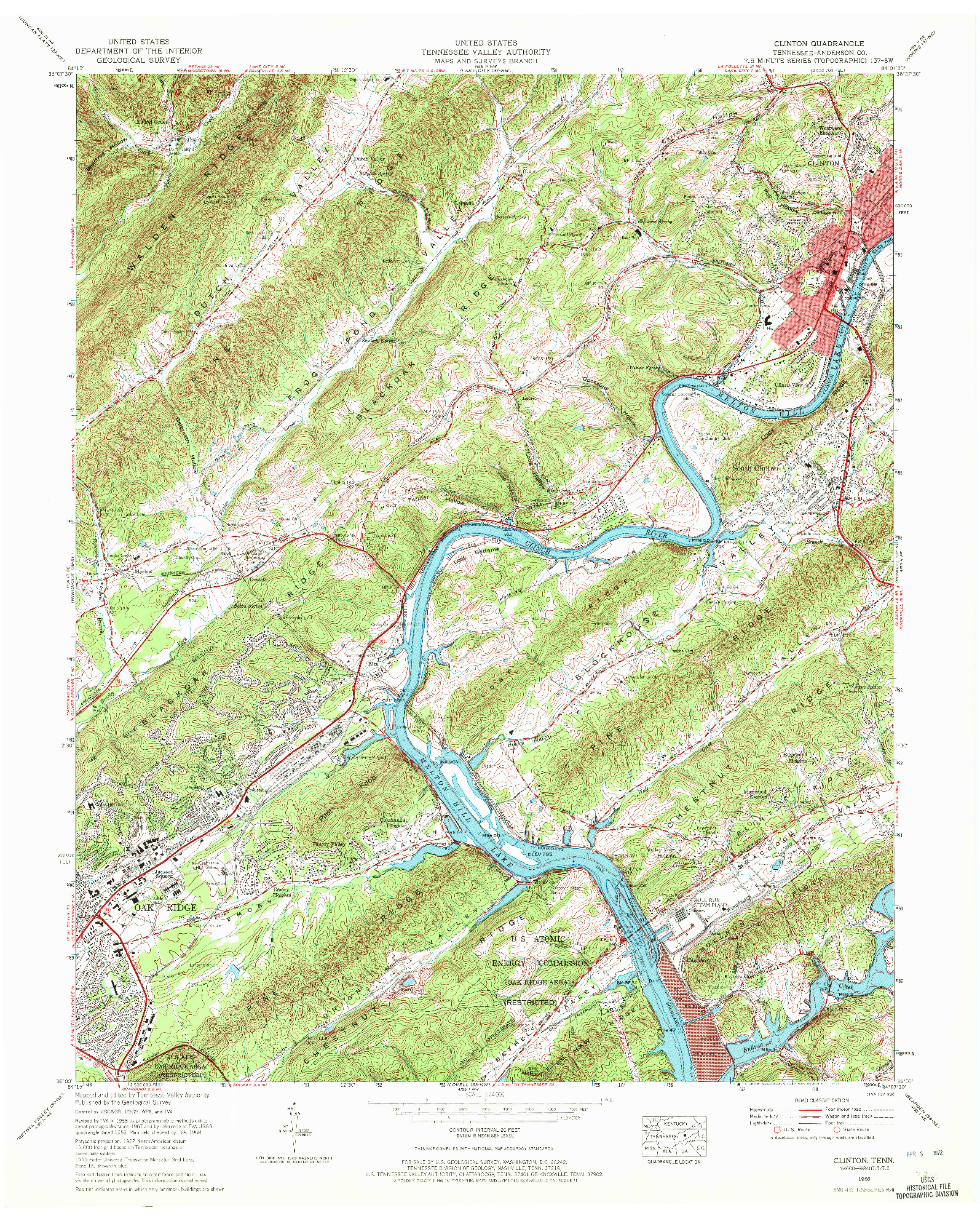 USGS 1:24000-SCALE QUADRANGLE FOR CLINTON, TN 1968