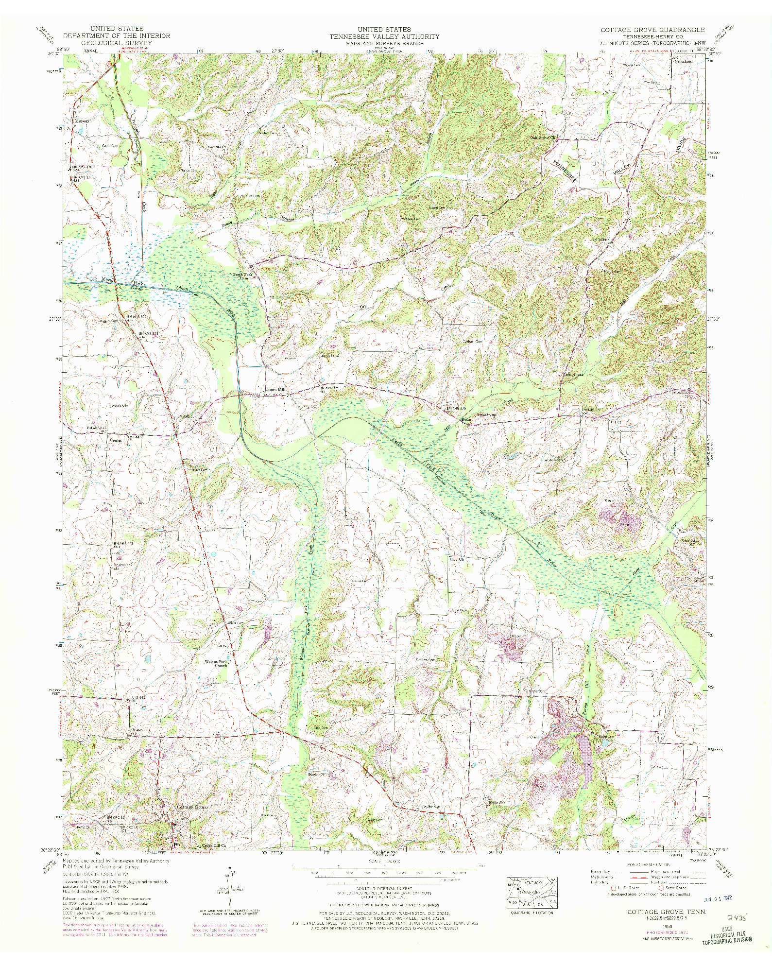 USGS 1:24000-SCALE QUADRANGLE FOR COTTAGE GROVE, TN 1950