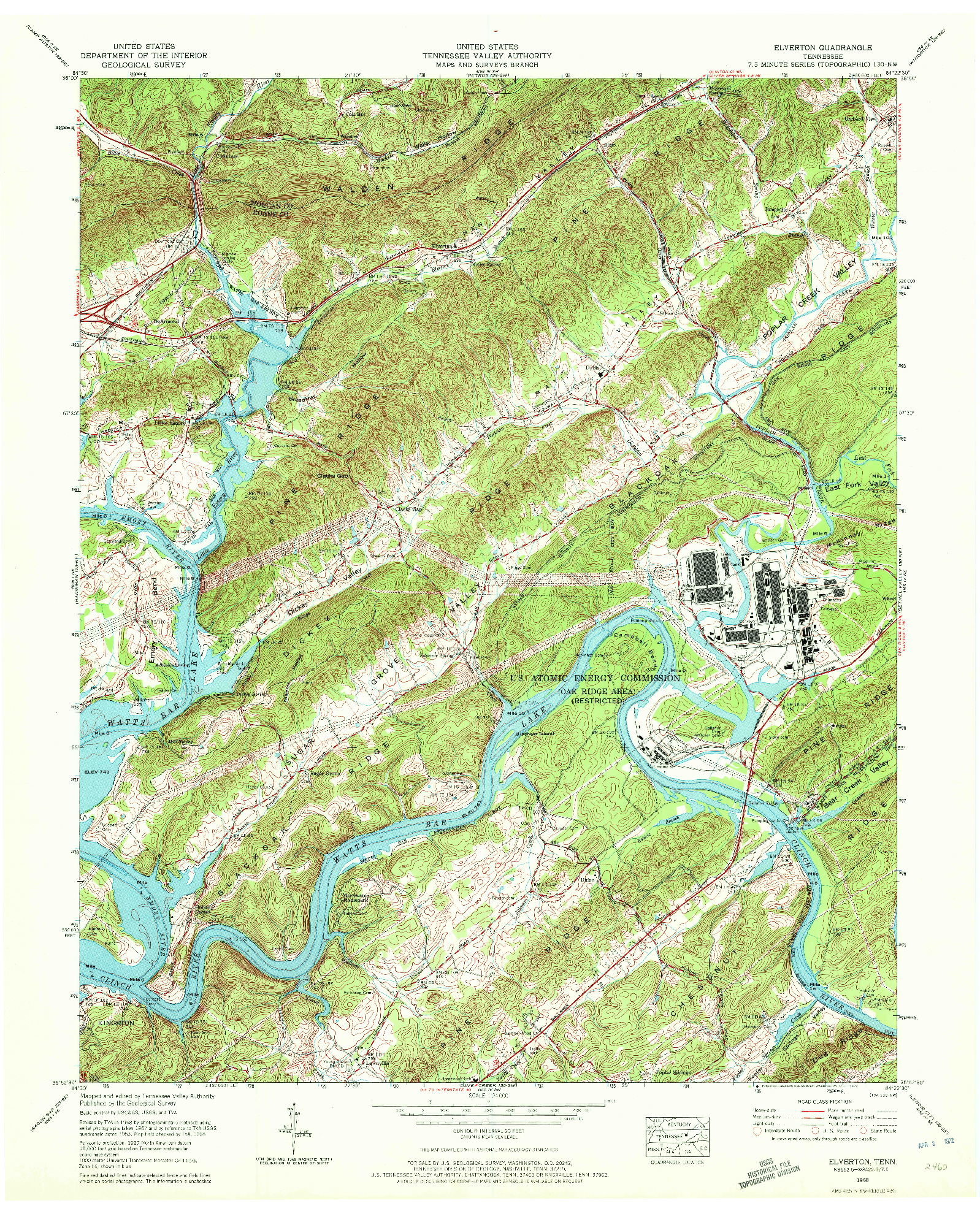 USGS 1:24000-SCALE QUADRANGLE FOR ELVERTON, TN 1968