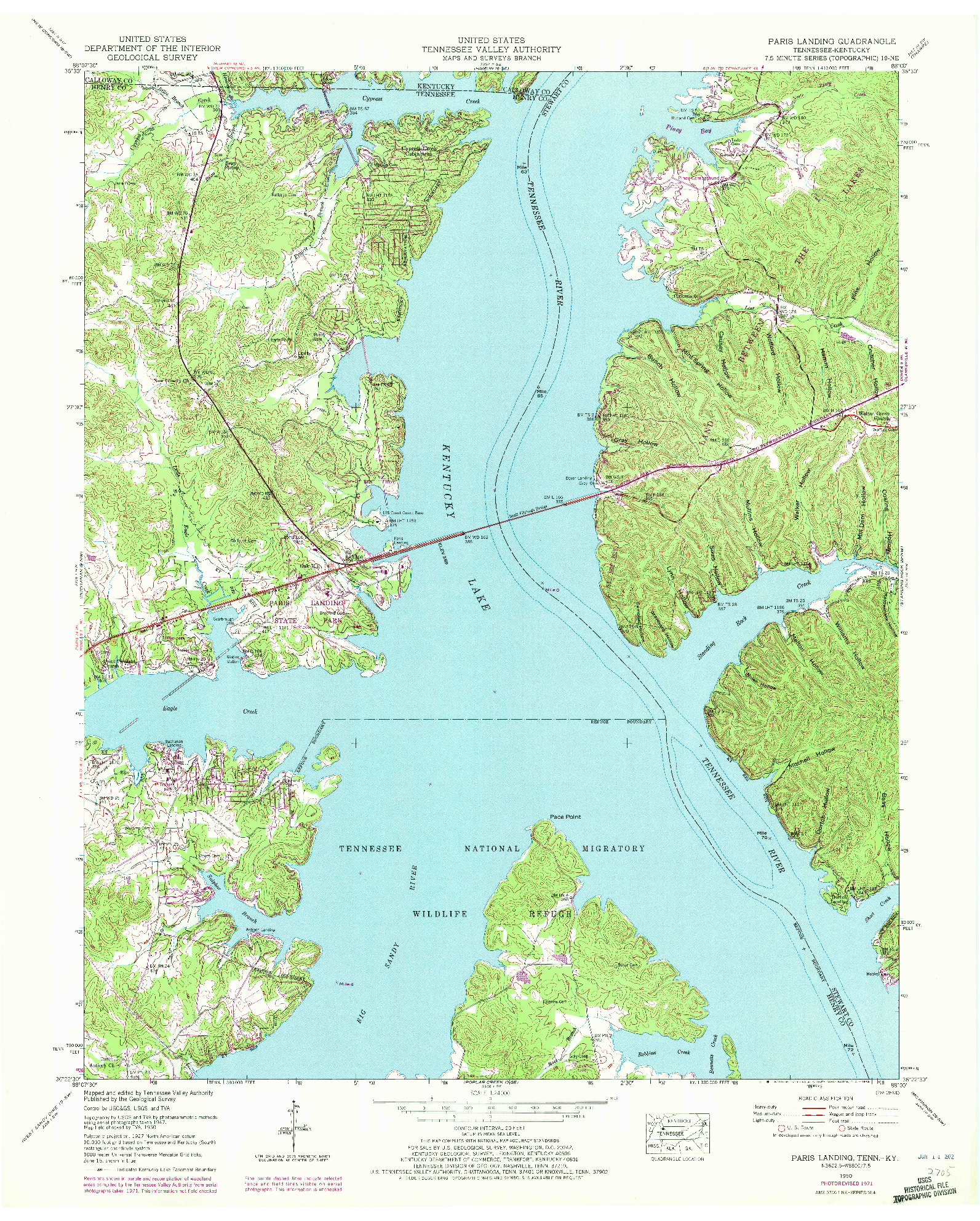 USGS 1:24000-SCALE QUADRANGLE FOR PARIS LANDING, TN 1950