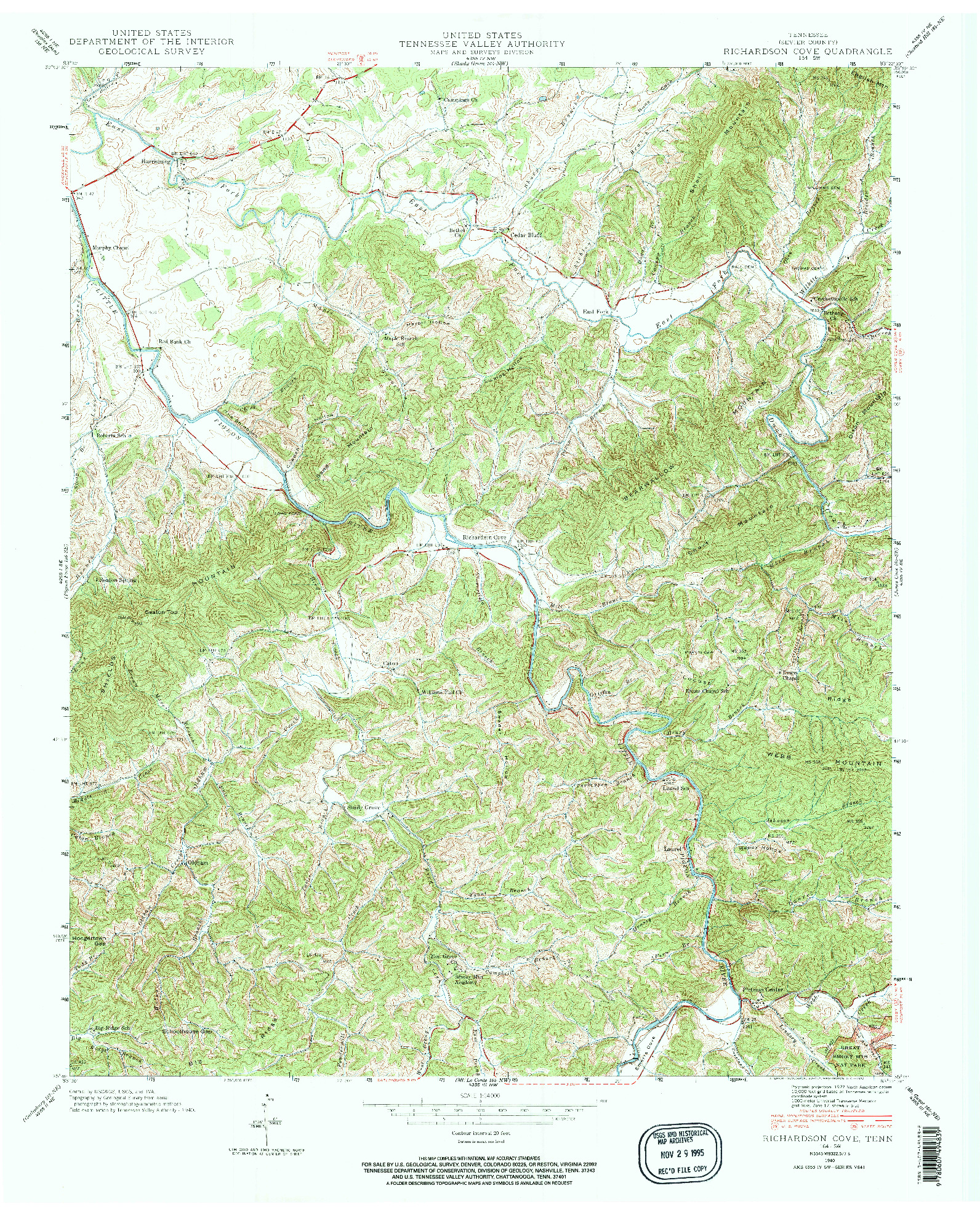 USGS 1:24000-SCALE QUADRANGLE FOR RICHARDSON COVE, TN 1940