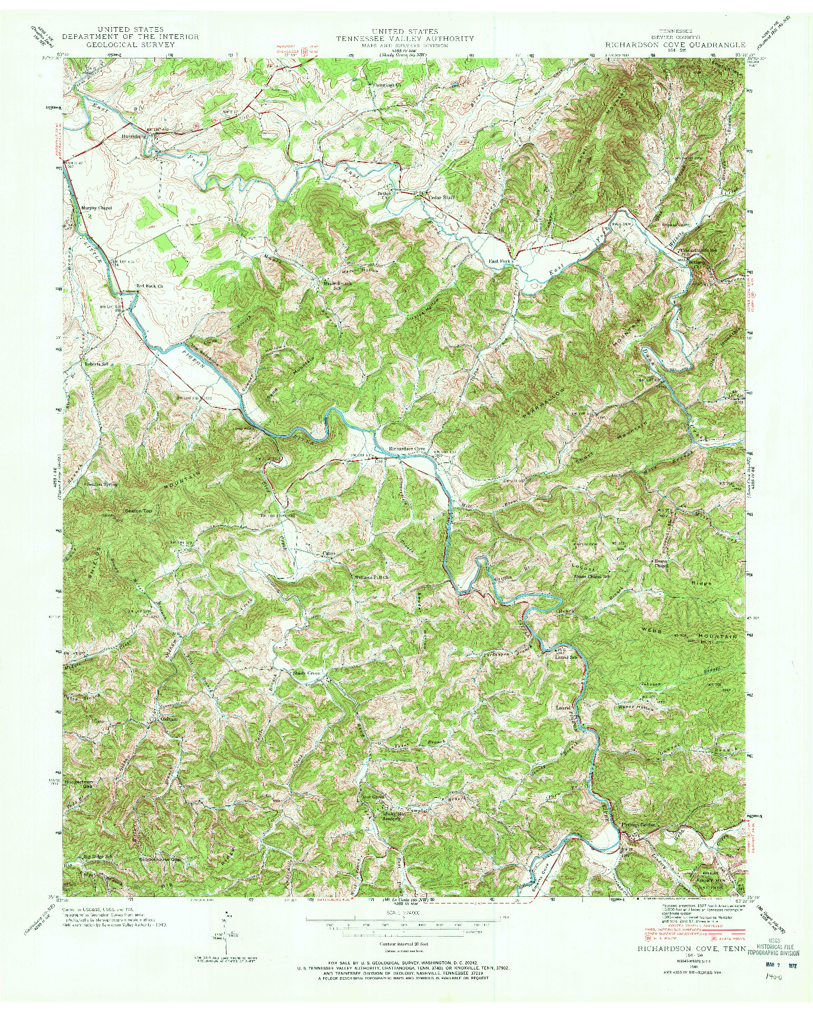 USGS 1:24000-SCALE QUADRANGLE FOR RICHARDSON COVE, TN 1940