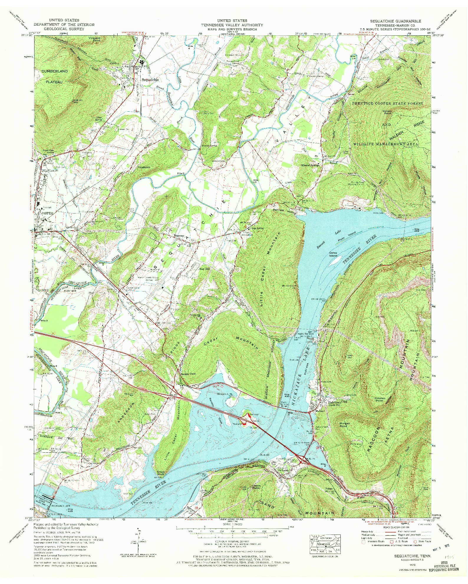 USGS 1:24000-SCALE QUADRANGLE FOR SEQUATCHIE, TN 1970