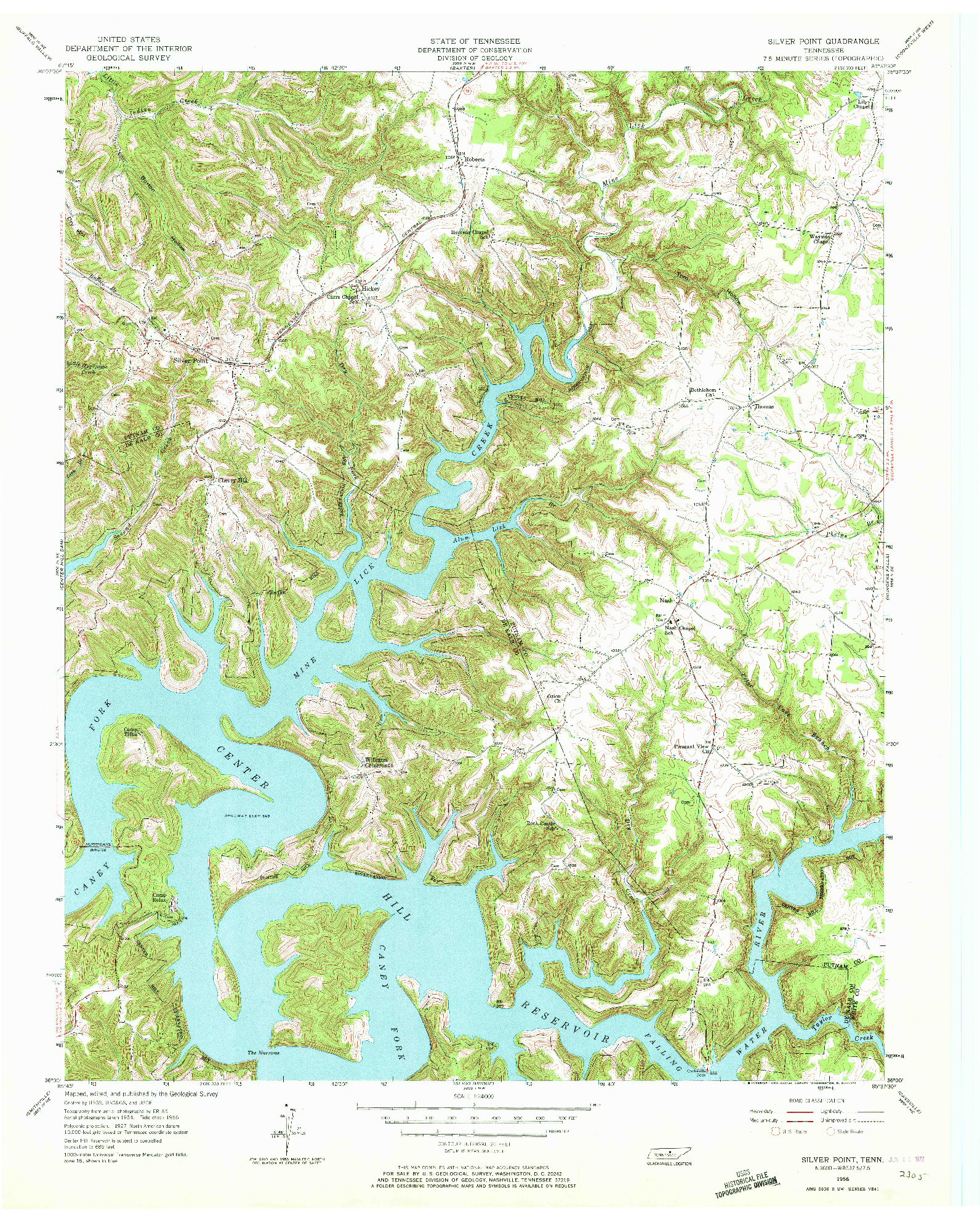 USGS 1:24000-SCALE QUADRANGLE FOR SILVER POINT, TN 1956