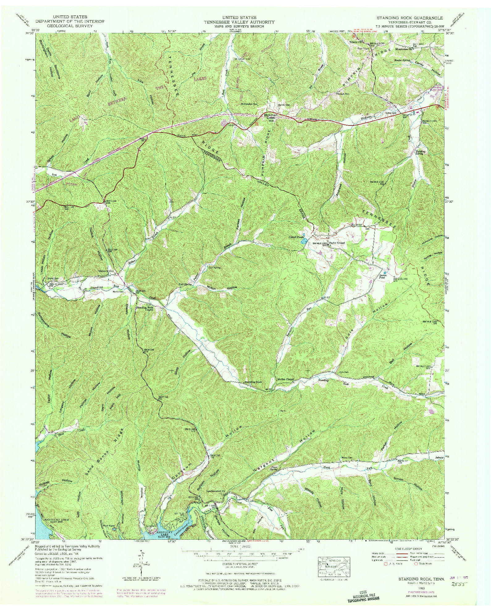 USGS 1:24000-SCALE QUADRANGLE FOR STANDING ROCK, TN 1950