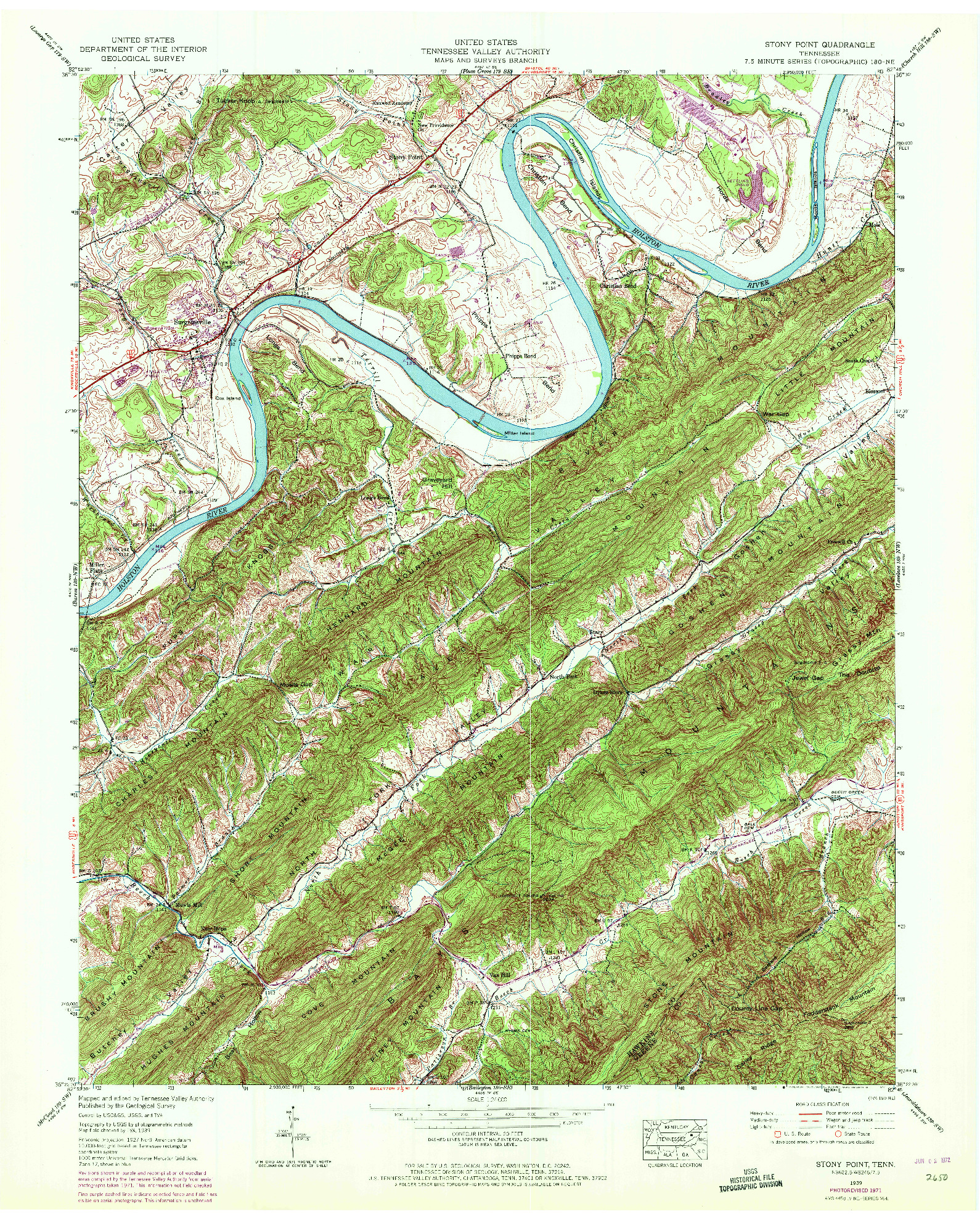 USGS 1:24000-SCALE QUADRANGLE FOR STONY POINT, TN 1939