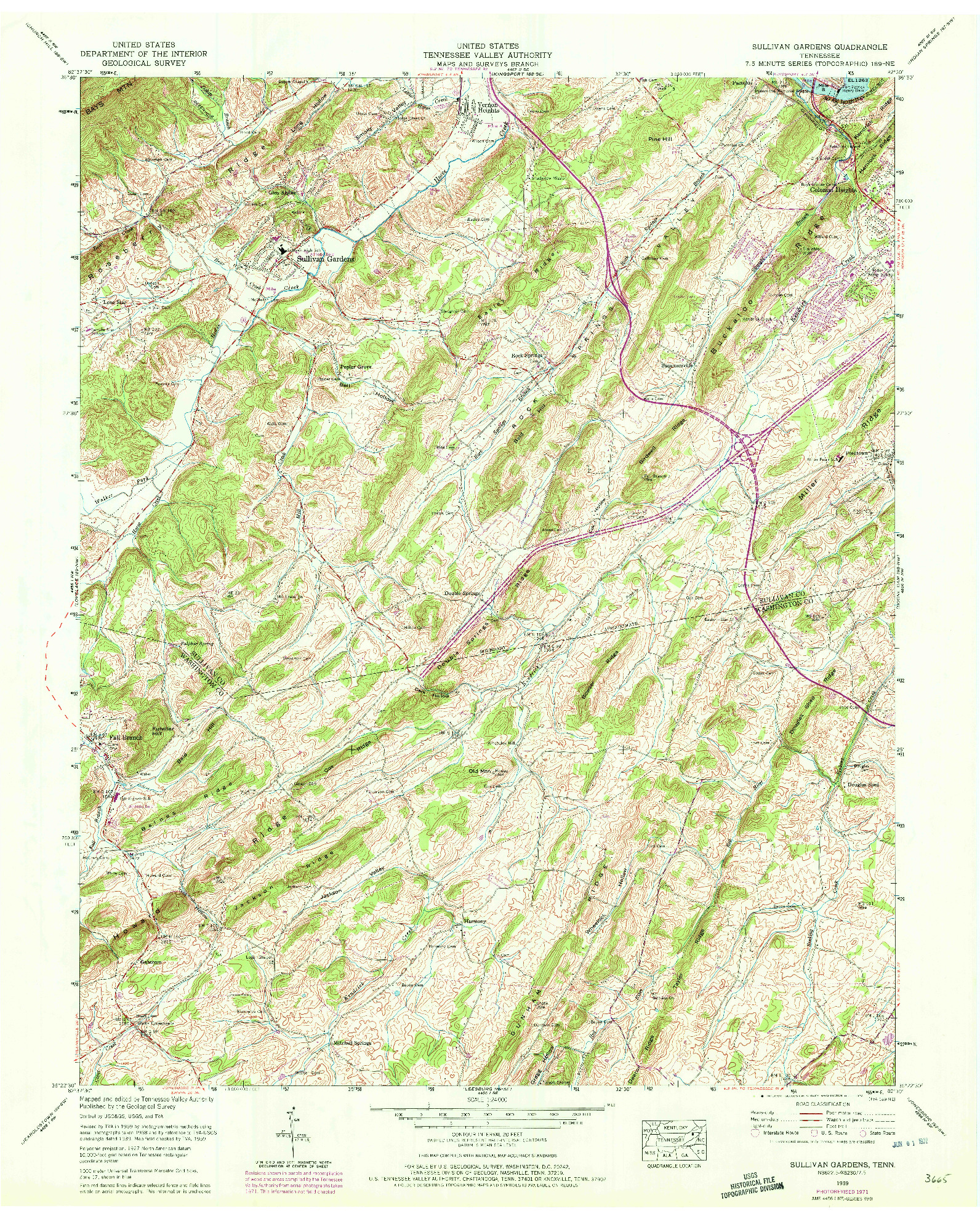 USGS 1:24000-SCALE QUADRANGLE FOR SULLIVAN GARDENS, TN 1959