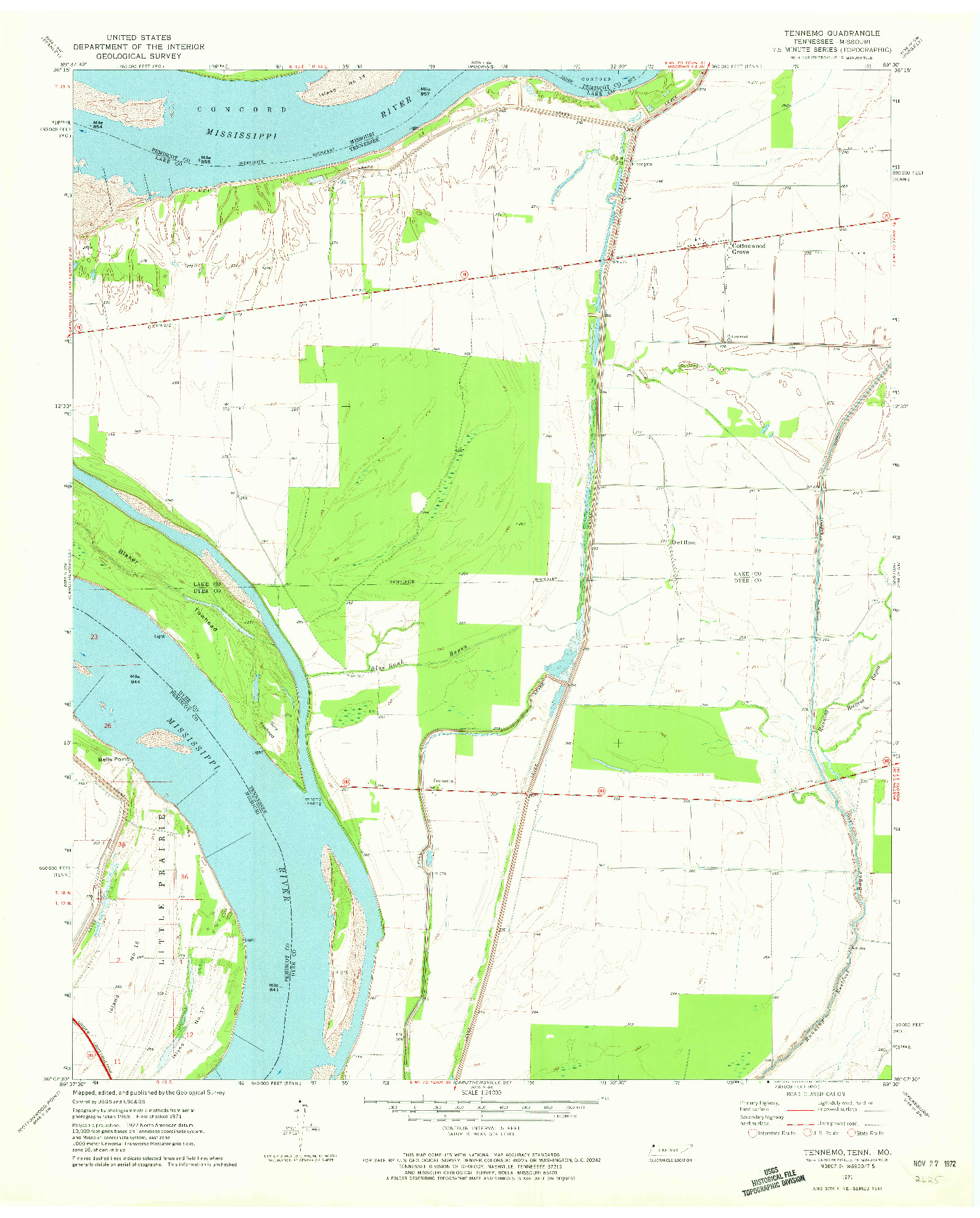USGS 1:24000-SCALE QUADRANGLE FOR TENNEMO, TN 1971