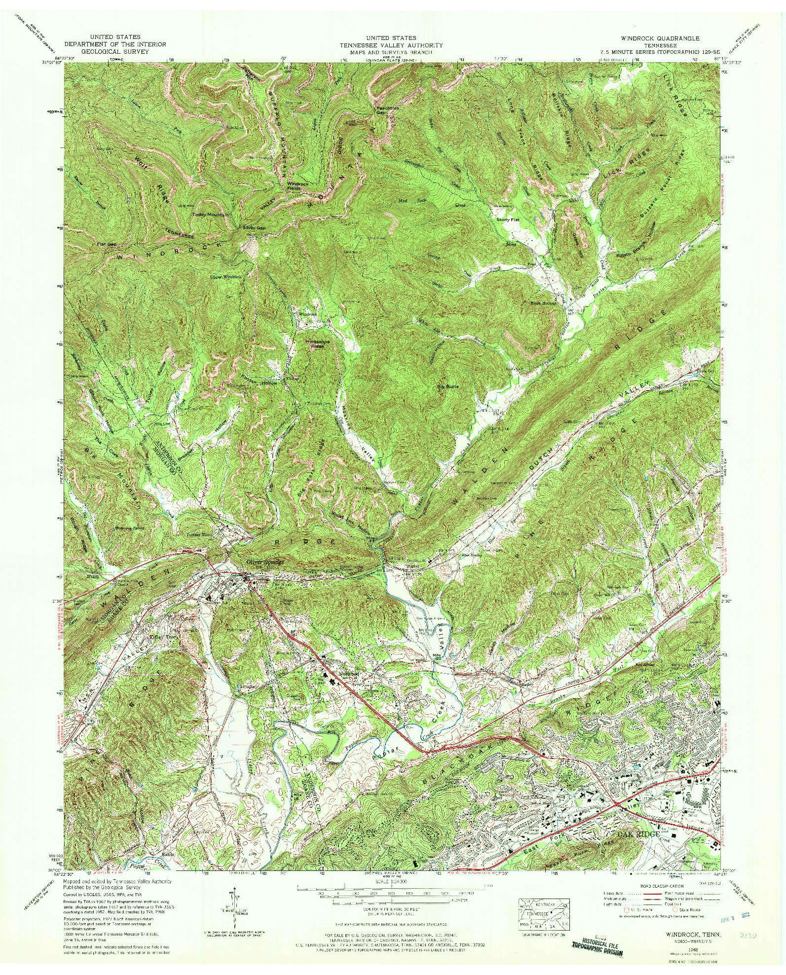USGS 1:24000-SCALE QUADRANGLE FOR WINDROCK, TN 1968