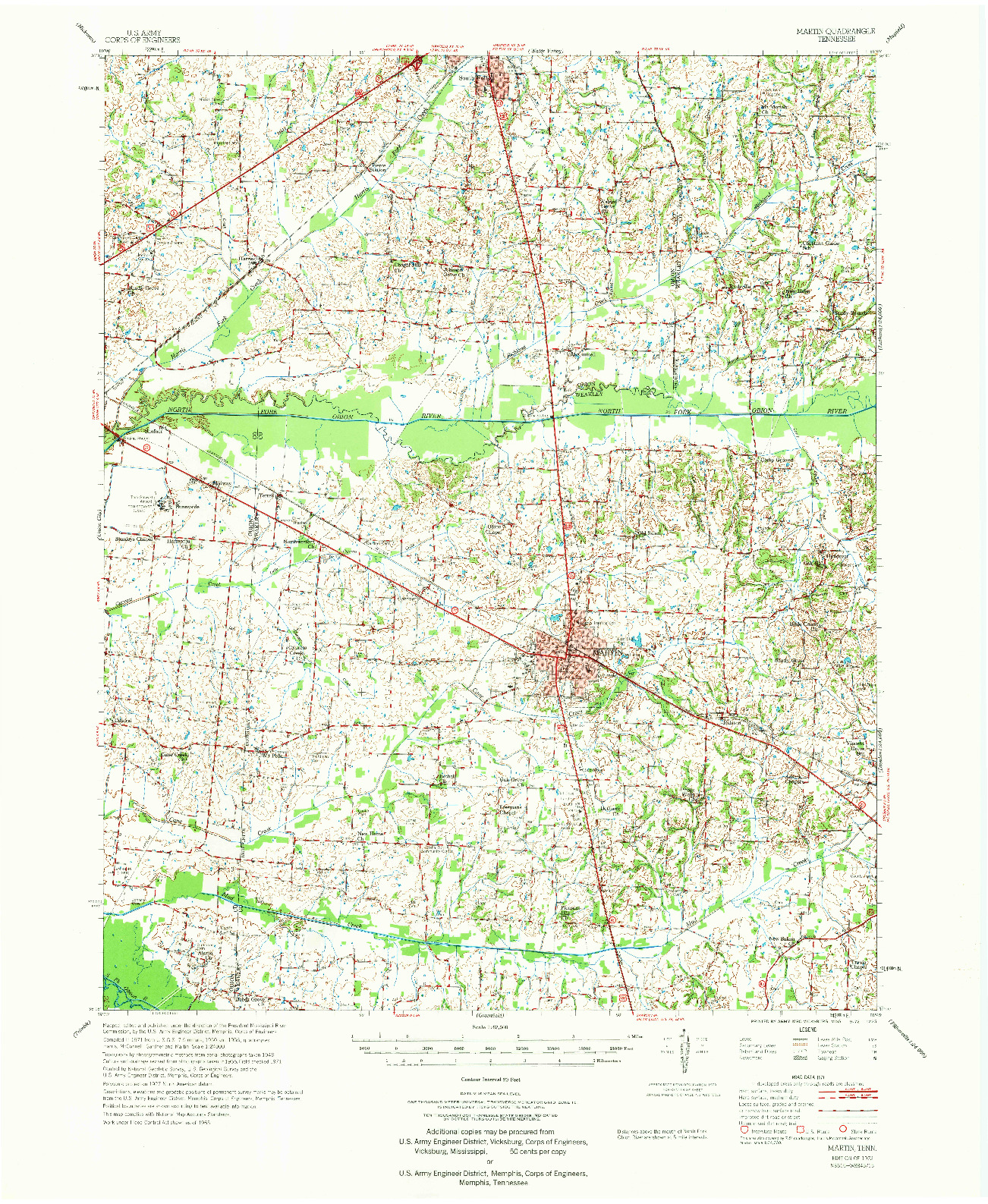 USGS 1:62500-SCALE QUADRANGLE FOR MARTIN, TN 1972