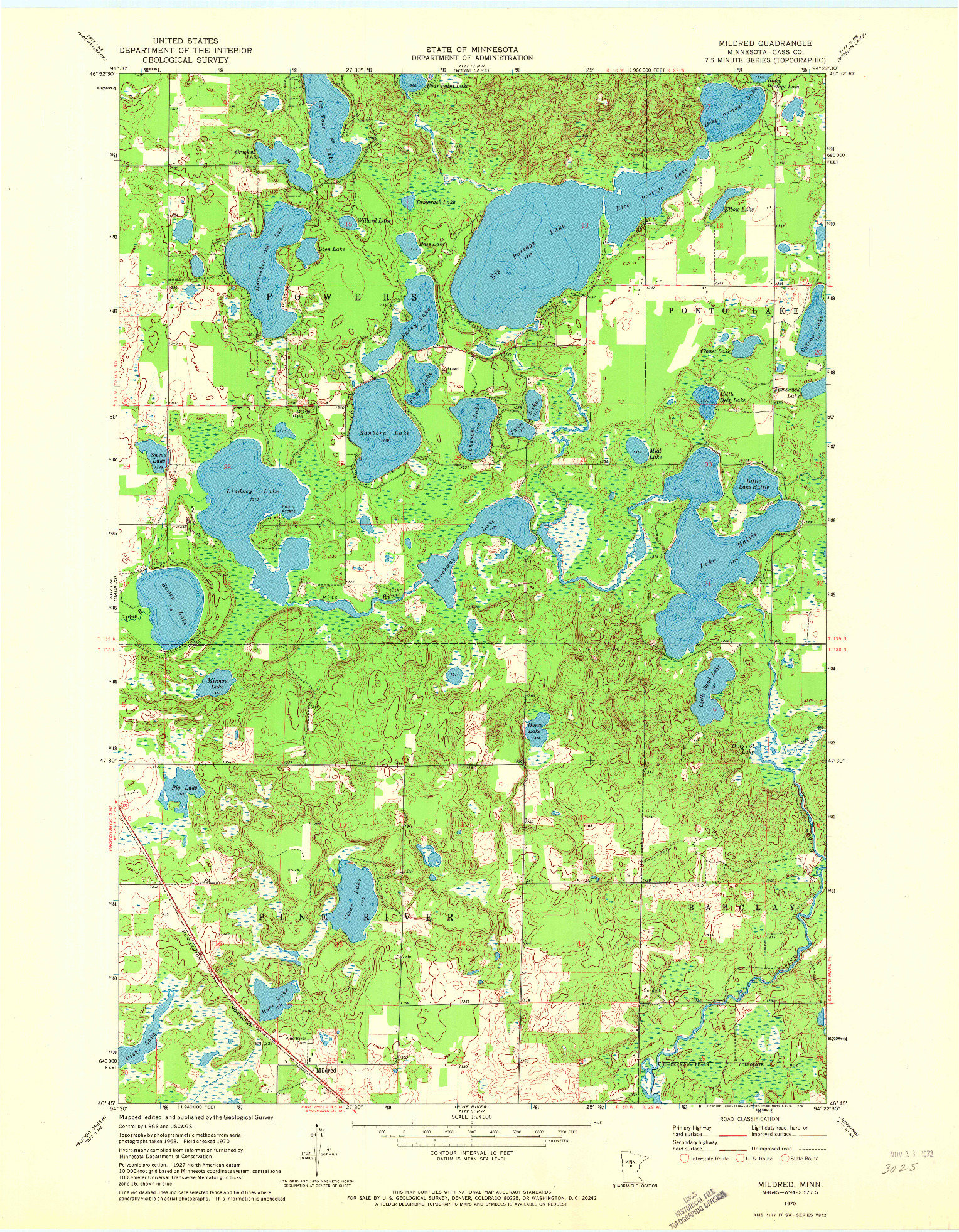 USGS 1:24000-SCALE QUADRANGLE FOR MILDRED, MN 1970