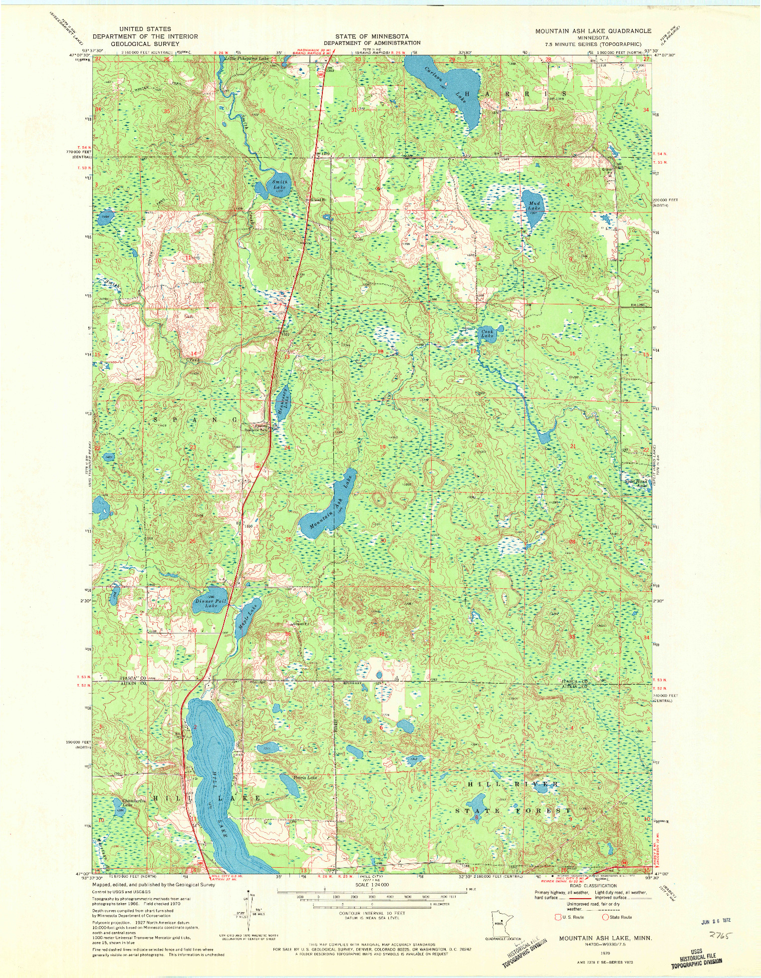 USGS 1:24000-SCALE QUADRANGLE FOR MOUNTAIN ASH LAKE, MN 1970