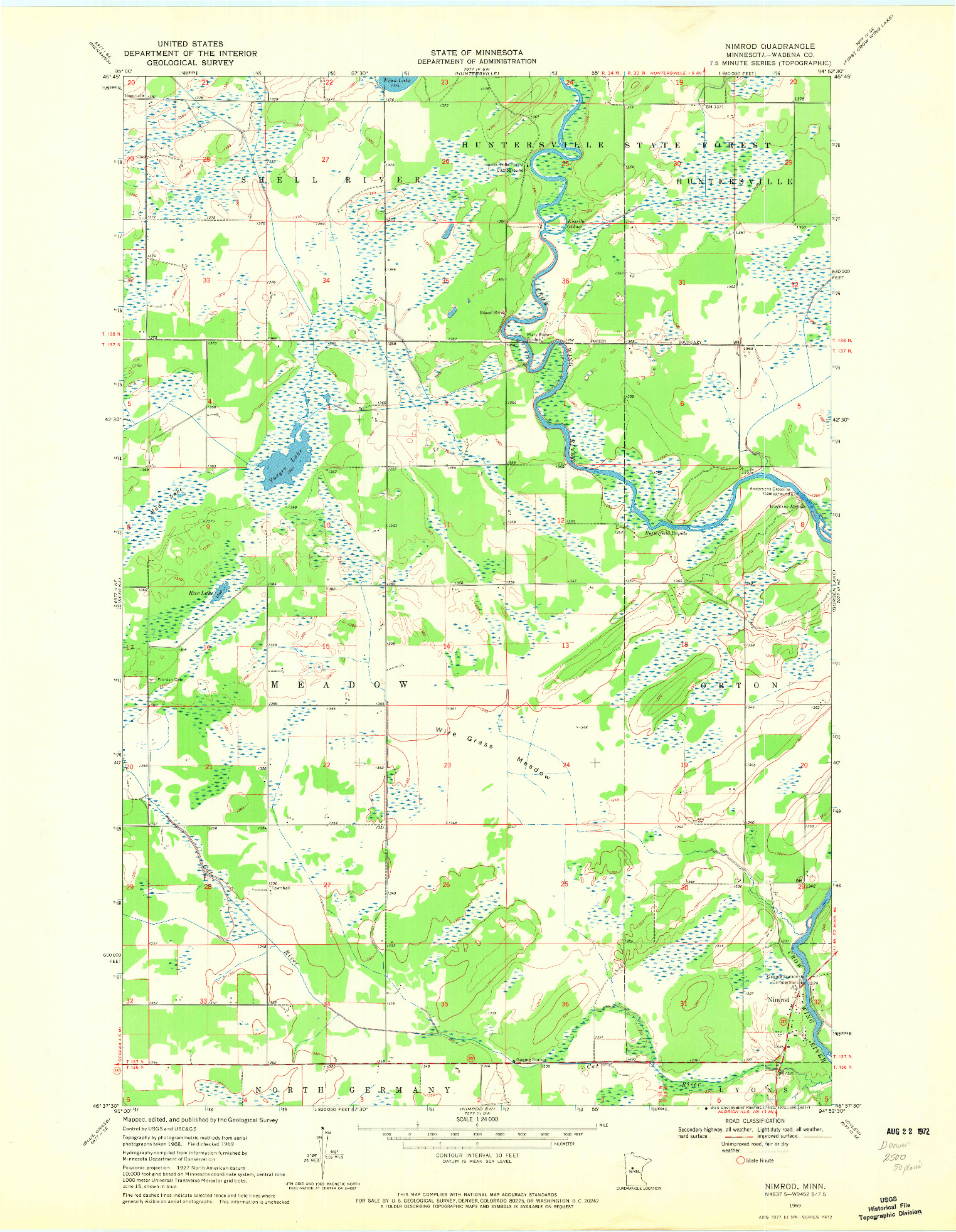 USGS 1:24000-SCALE QUADRANGLE FOR NIMROD, MN 1969