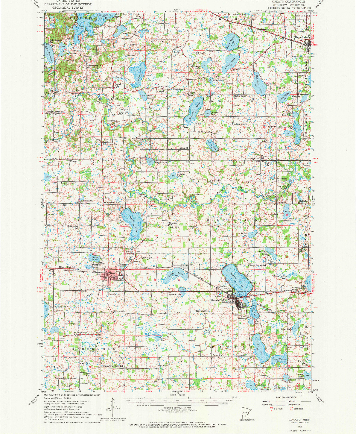 USGS 1:62500-SCALE QUADRANGLE FOR COKATO, MN 1958