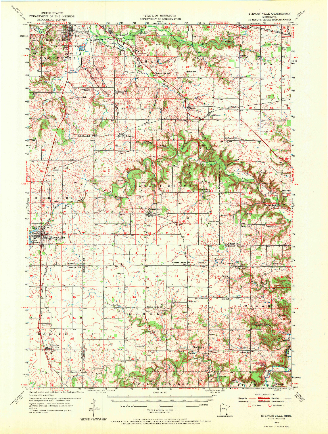USGS 1:62500-SCALE QUADRANGLE FOR STEWARTVILLE, MN 1955