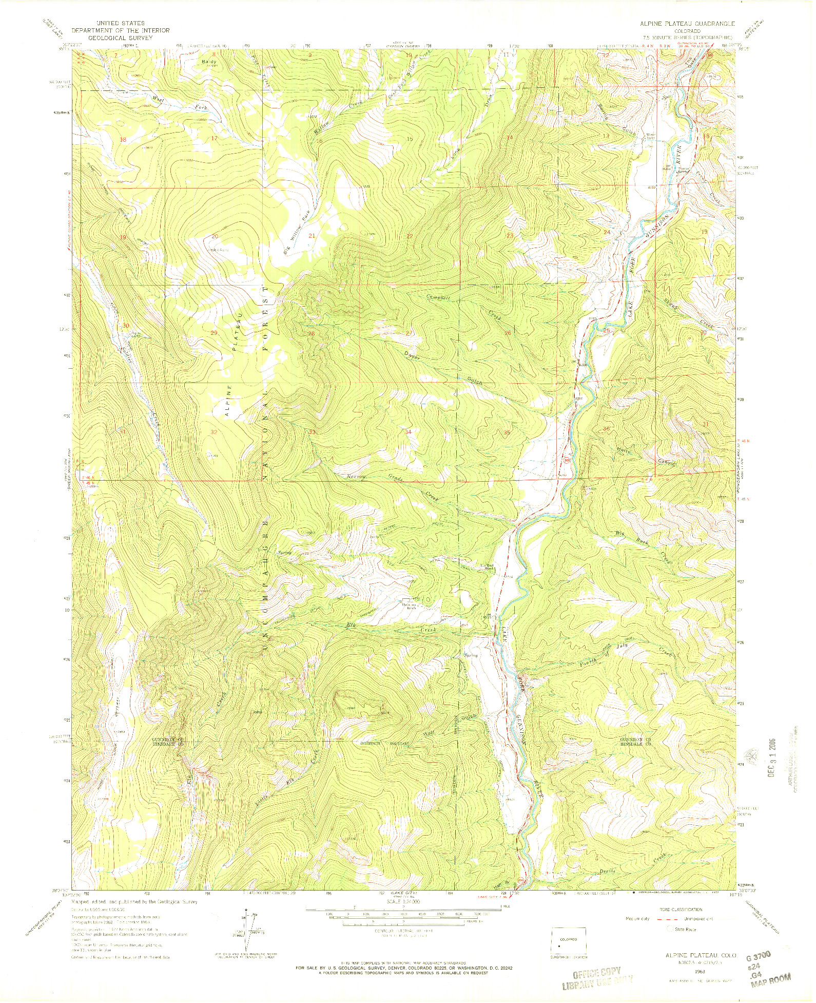 USGS 1:24000-SCALE QUADRANGLE FOR ALPINE PLATEAU, CO 1963