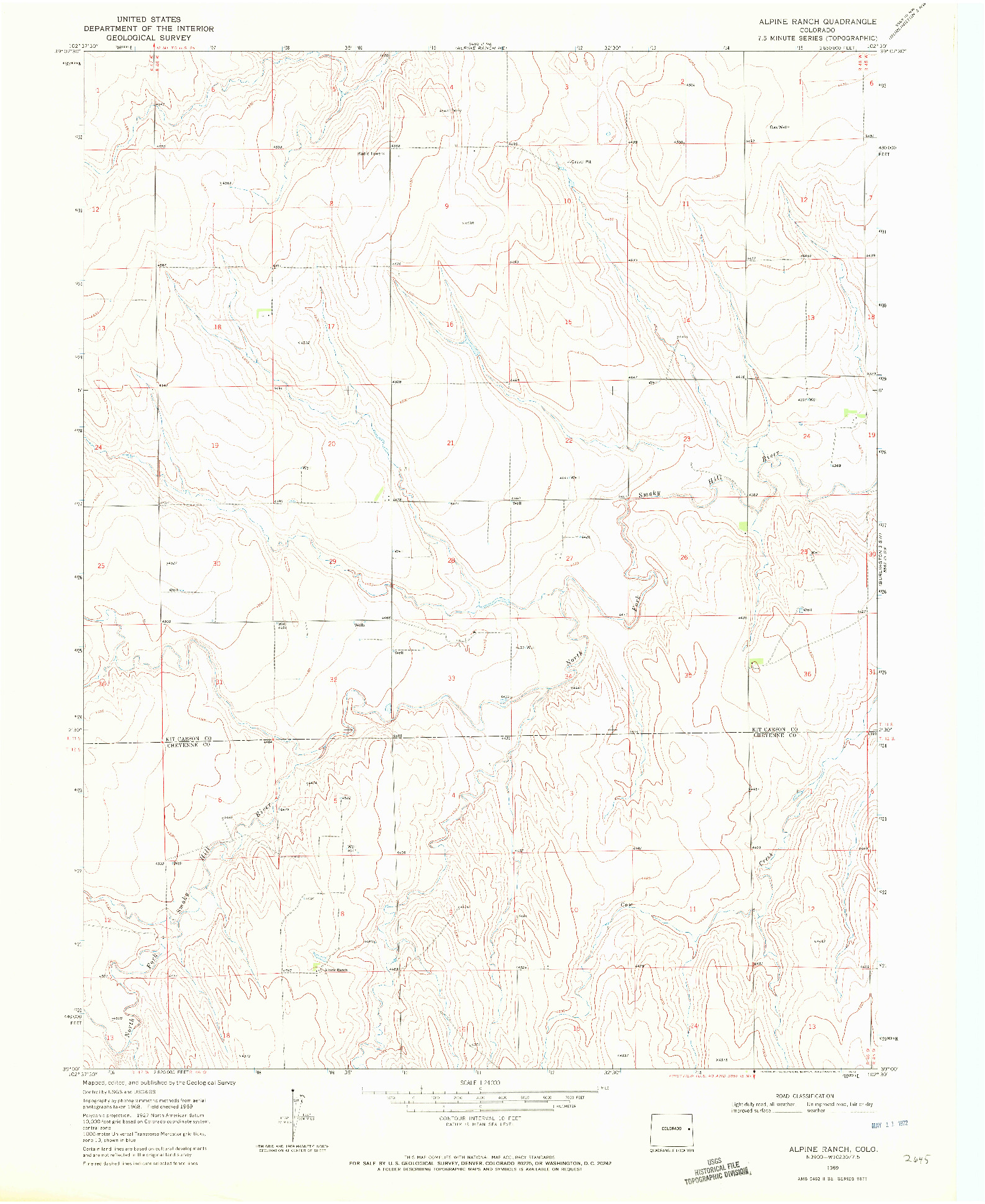 USGS 1:24000-SCALE QUADRANGLE FOR ALPINE RANCH, CO 1969