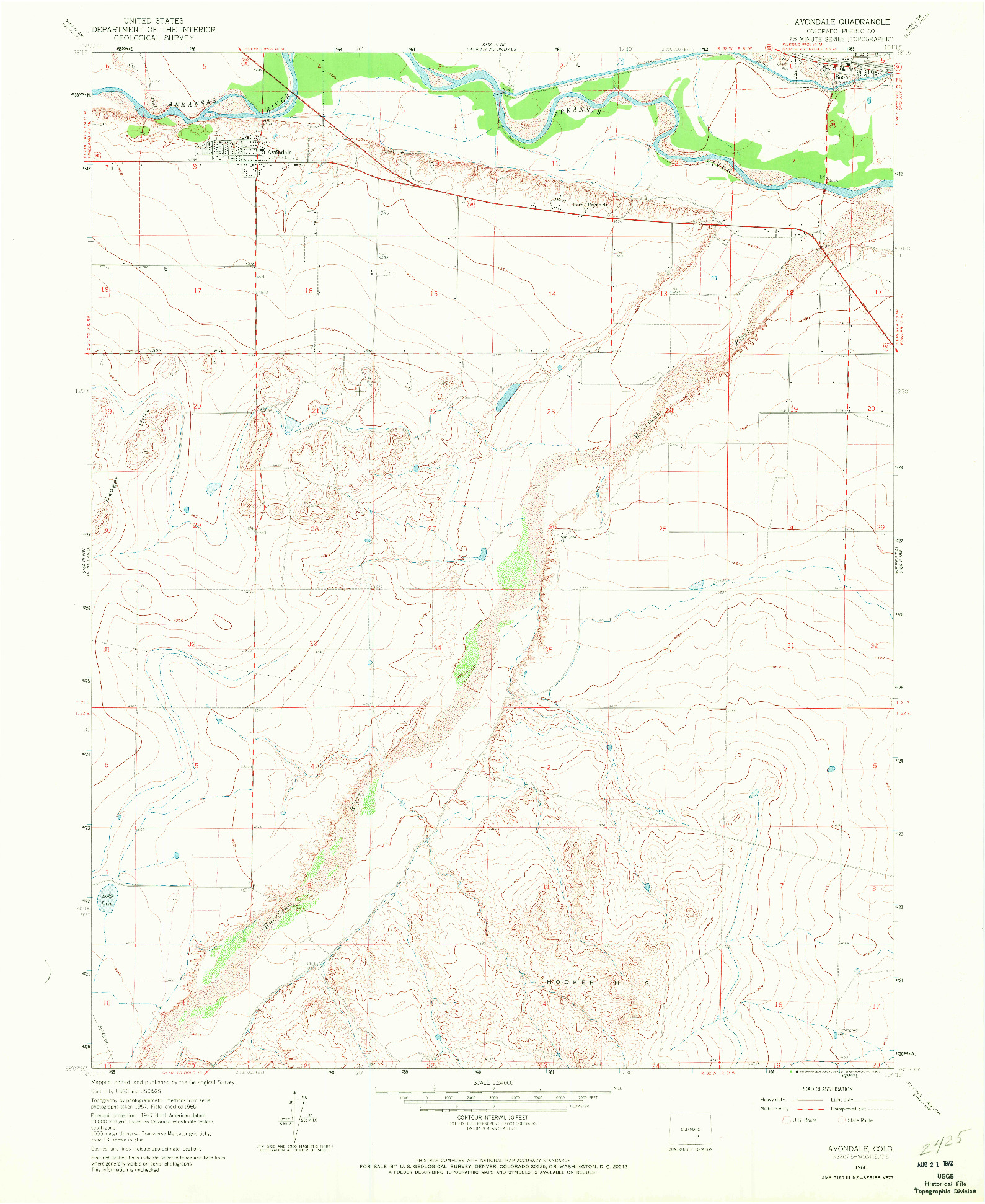 USGS 1:24000-SCALE QUADRANGLE FOR AVONDALE, CO 1960