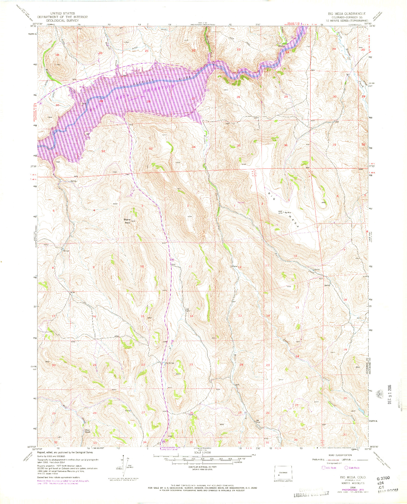 USGS 1:24000-SCALE QUADRANGLE FOR BIG MESA, CO 1954