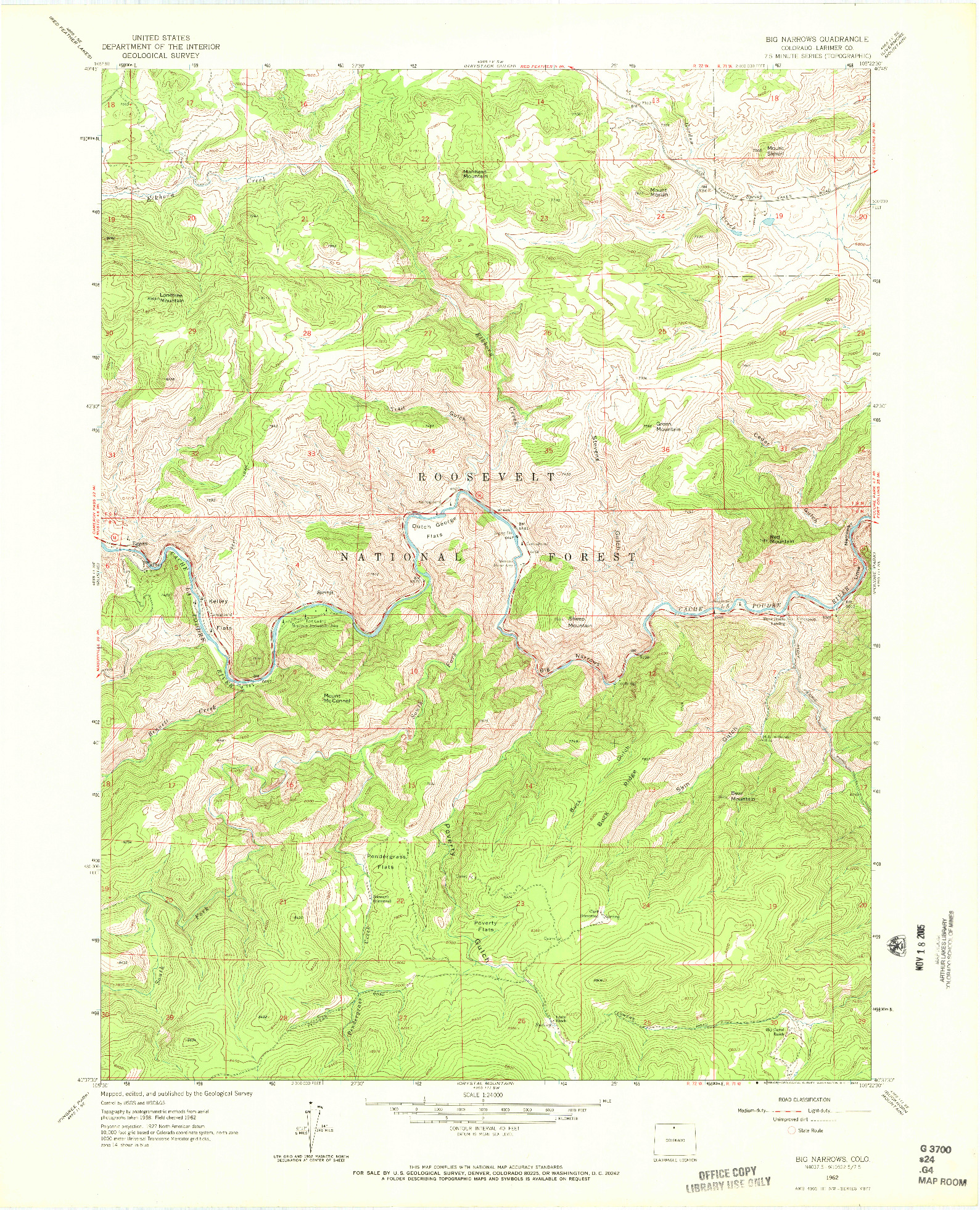 USGS 1:24000-SCALE QUADRANGLE FOR BIG NARROWS, CO 1962