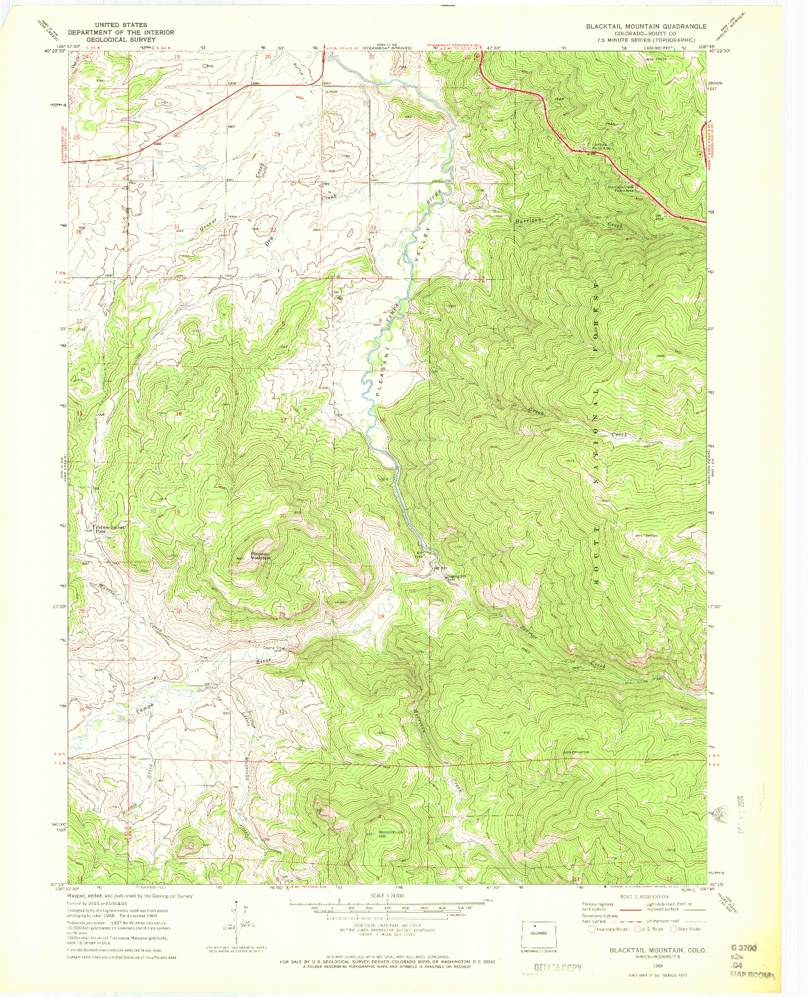 USGS 1:24000-SCALE QUADRANGLE FOR BLACKTAIL MOUNTAIN, CO 1969