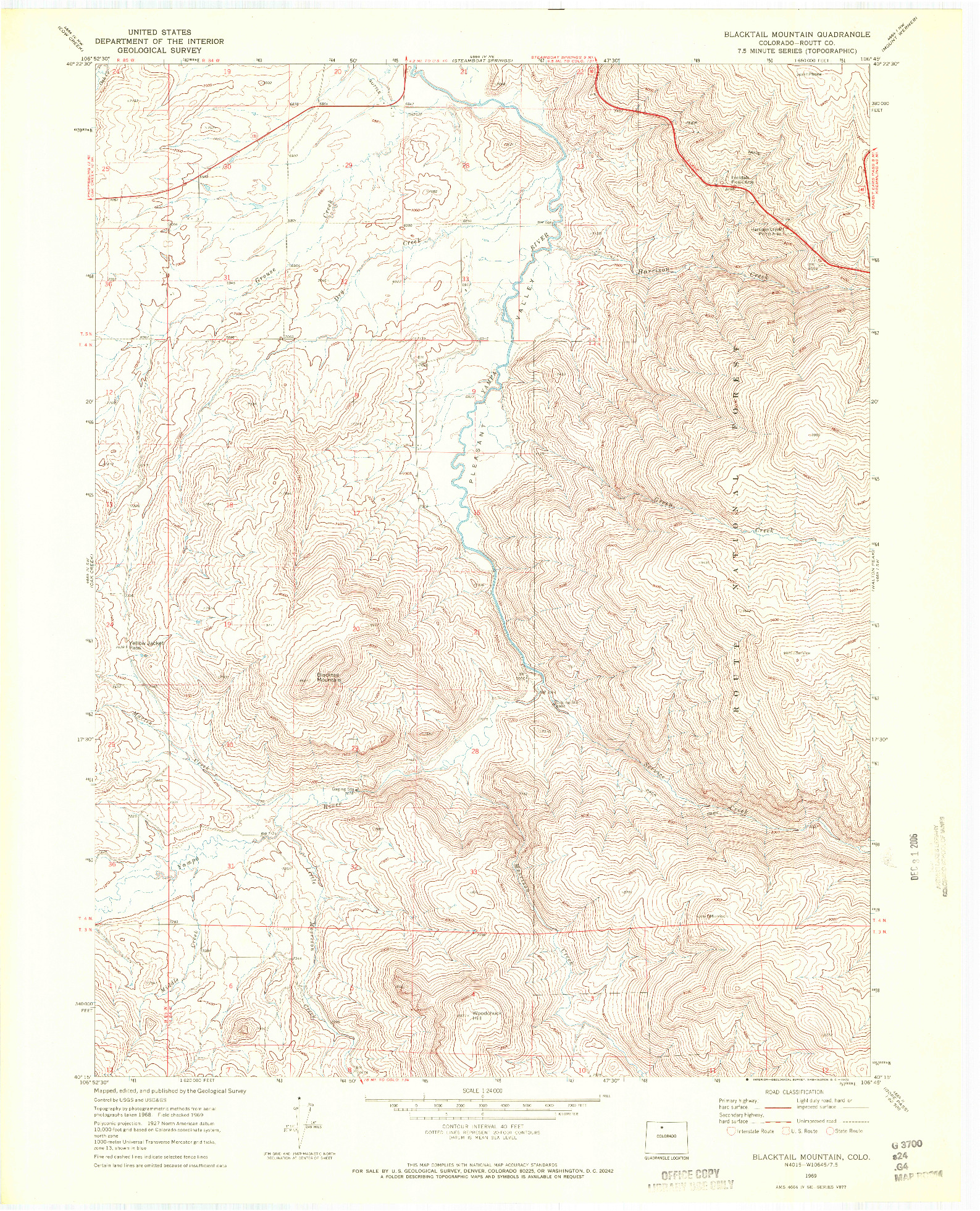 USGS 1:24000-SCALE QUADRANGLE FOR BLACKTAIL MOUNTAIN, CO 1969