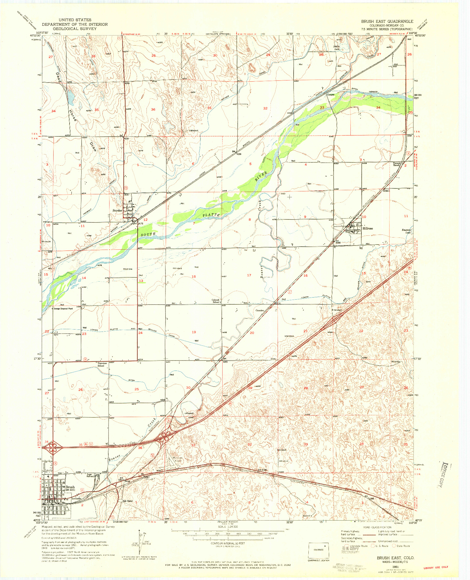 USGS 1:24000-SCALE QUADRANGLE FOR BRUSH EAST, CO 1951