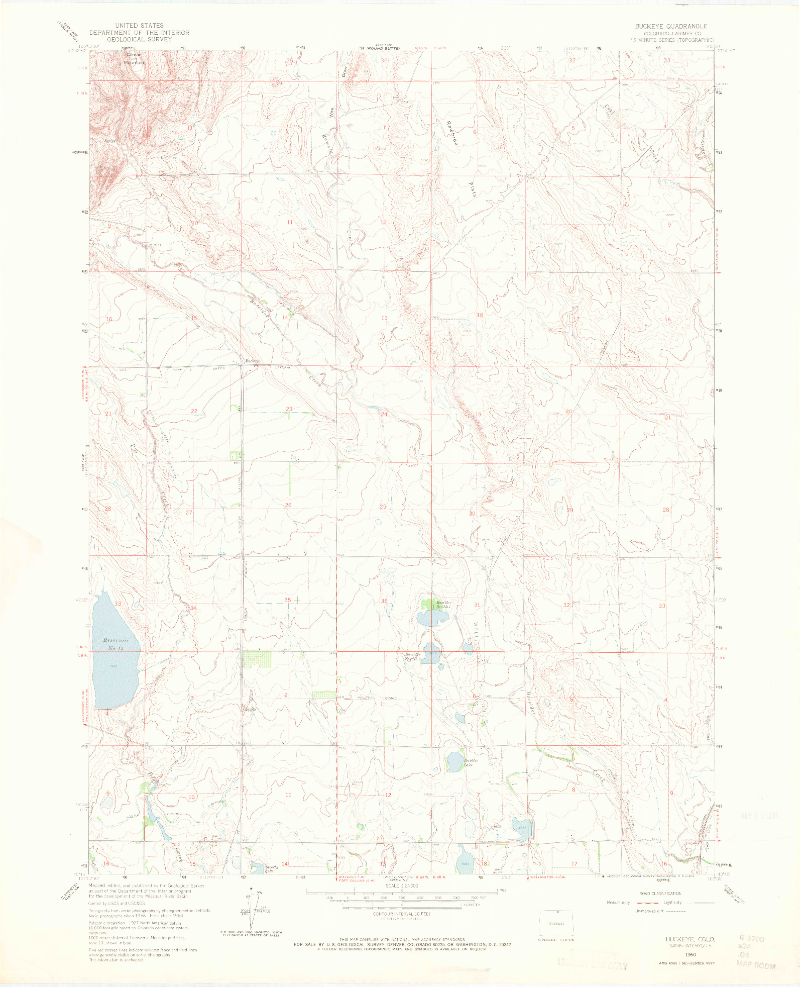 USGS 1:24000-SCALE QUADRANGLE FOR BUCKEYE, CO 1960