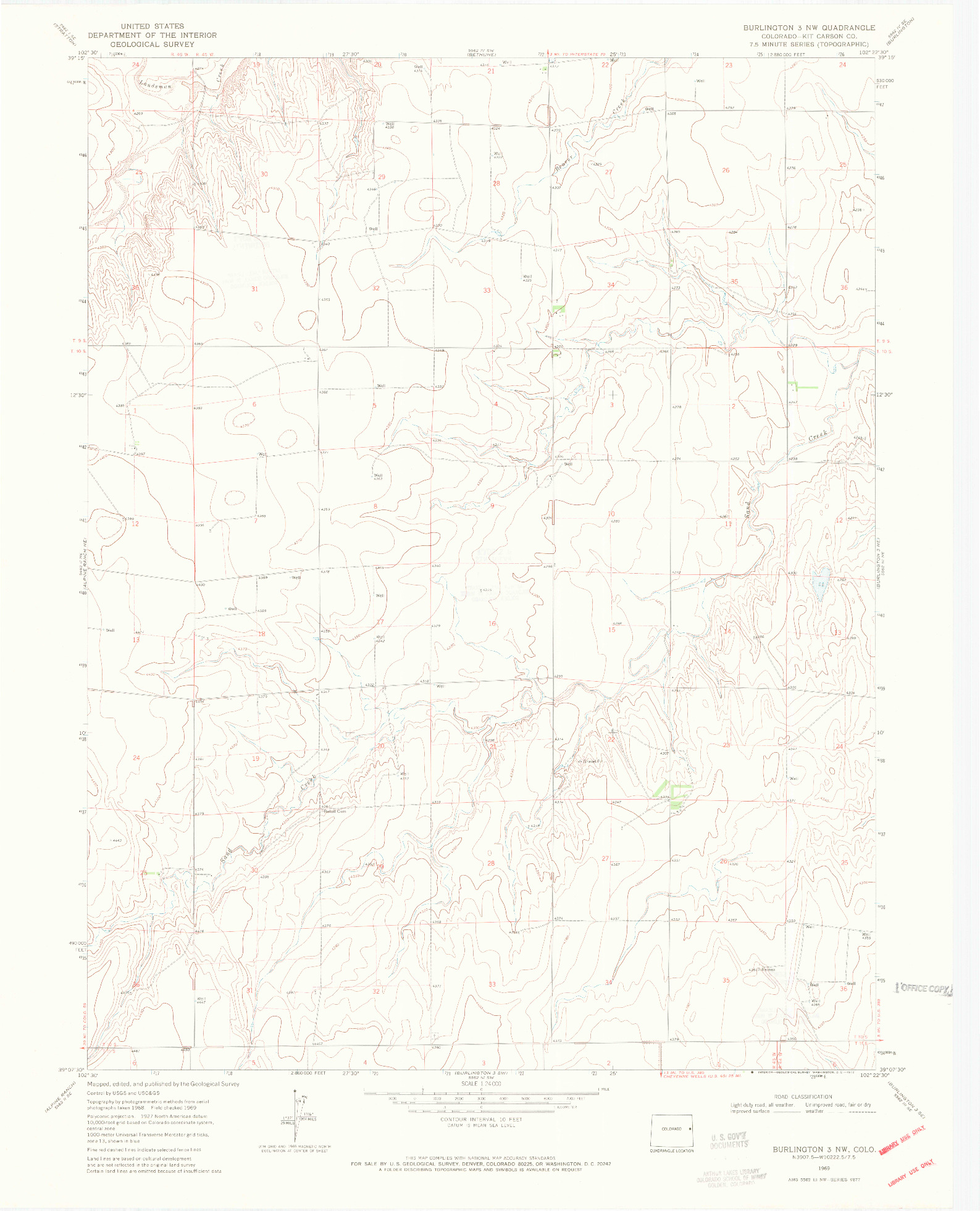 USGS 1:24000-SCALE QUADRANGLE FOR BURLINGTON 3 NW, CO 1969