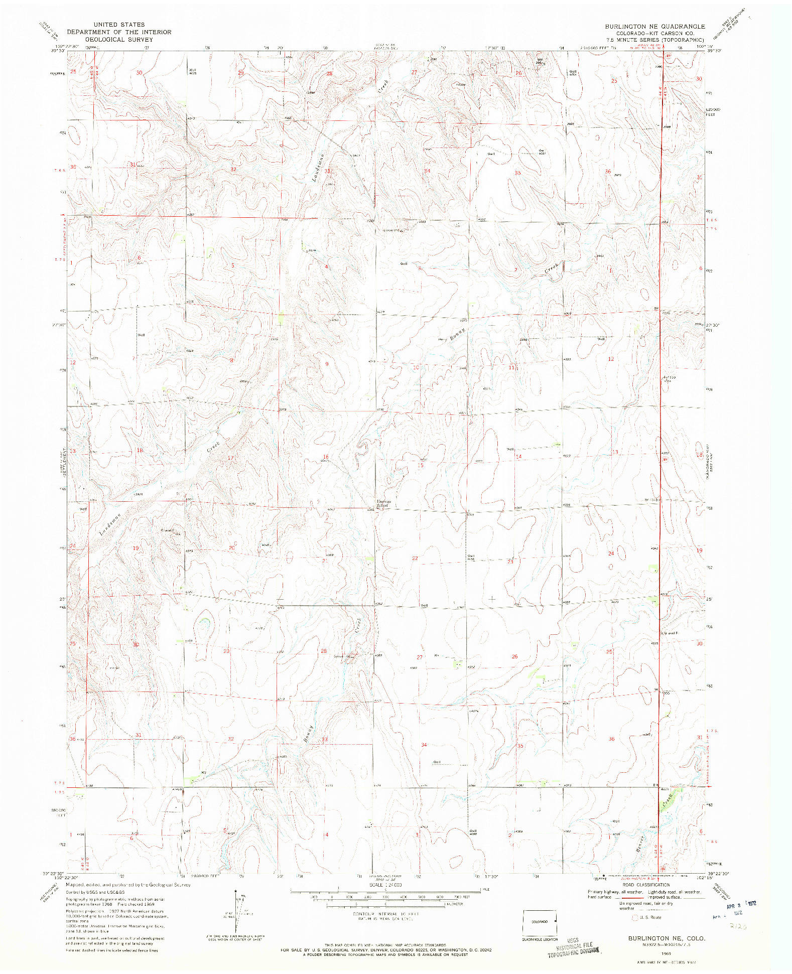 USGS 1:24000-SCALE QUADRANGLE FOR BURLINGTON NE, CO 1969