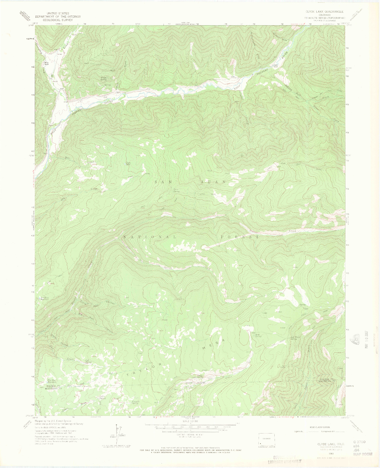 USGS 1:24000-SCALE QUADRANGLE FOR CLYDE LAKE, CO 1963