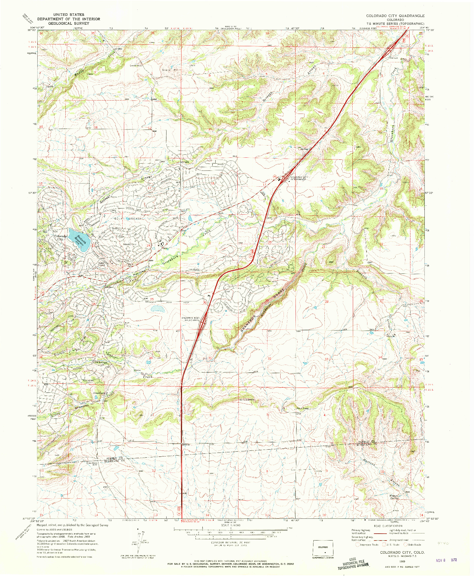 USGS 1:24000-SCALE QUADRANGLE FOR COLORADO CITY, CO 1969