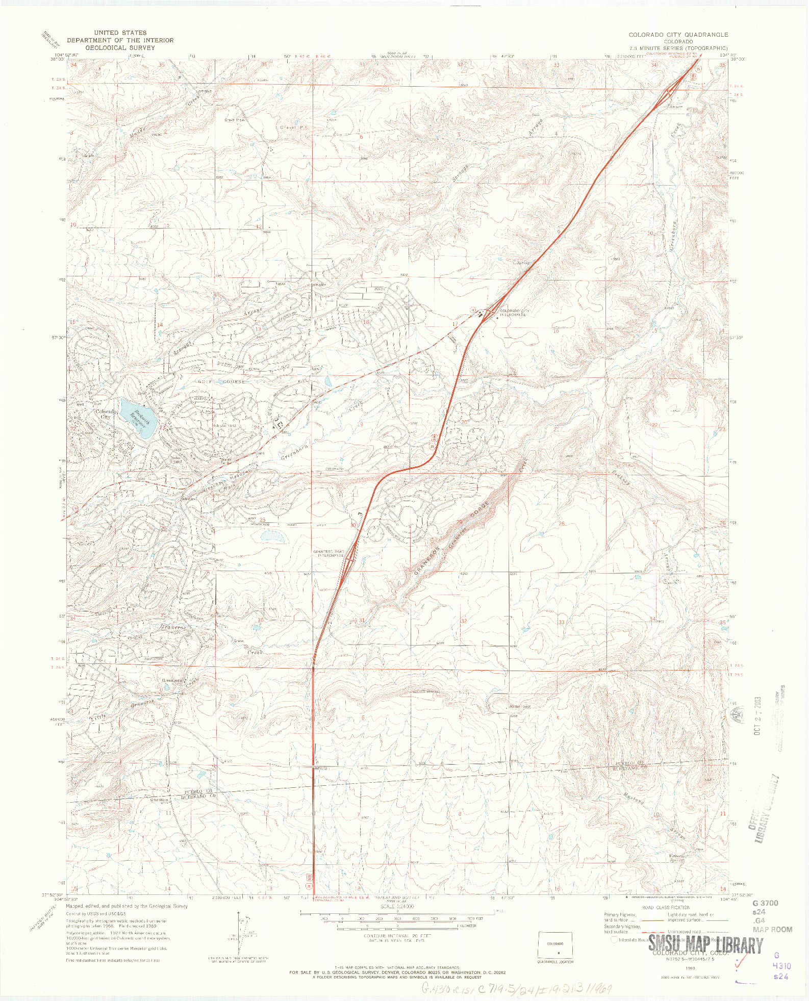 USGS 1:24000-SCALE QUADRANGLE FOR COLORADO CITY, CO 1969