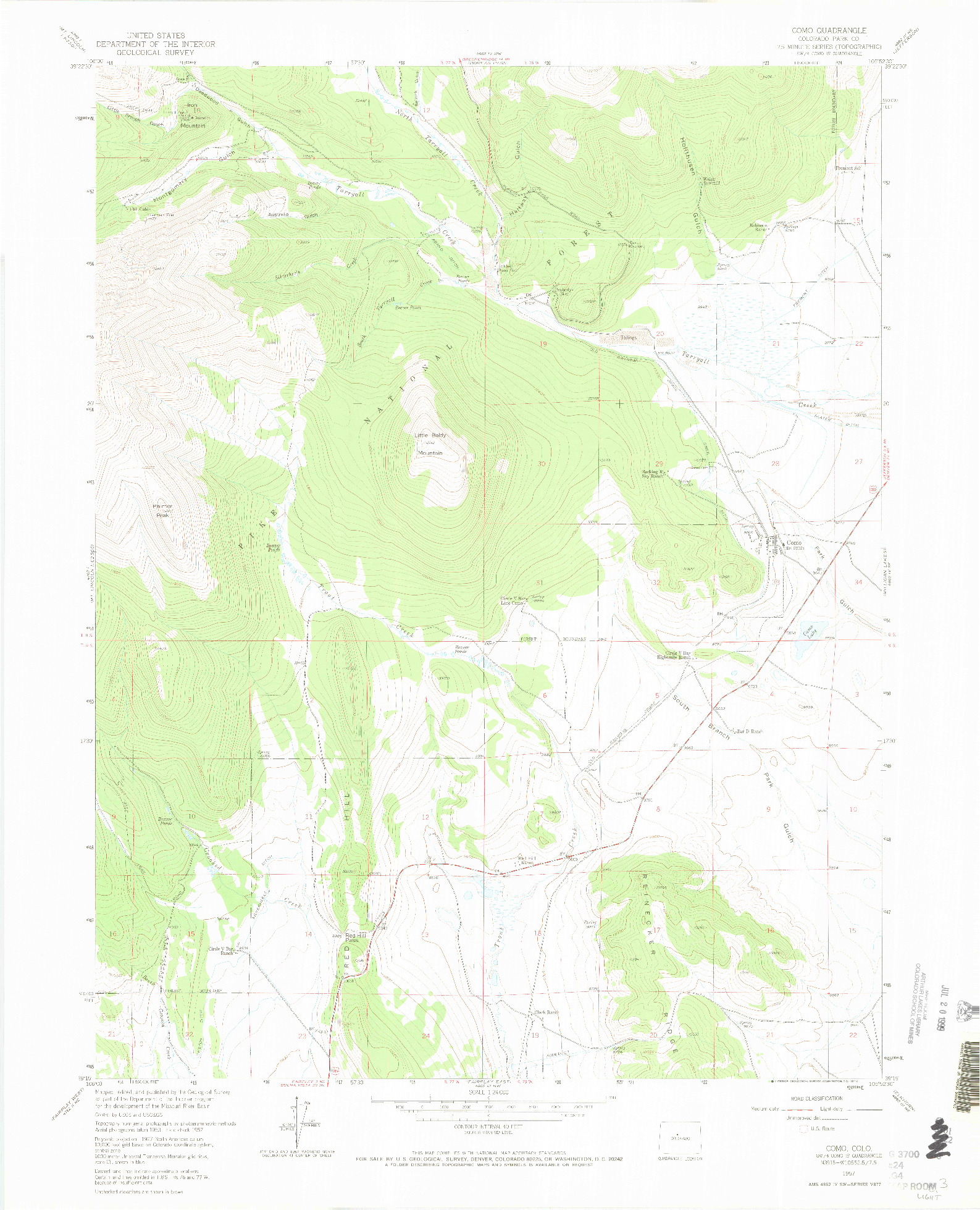 USGS 1:24000-SCALE QUADRANGLE FOR COMO, CO 1957