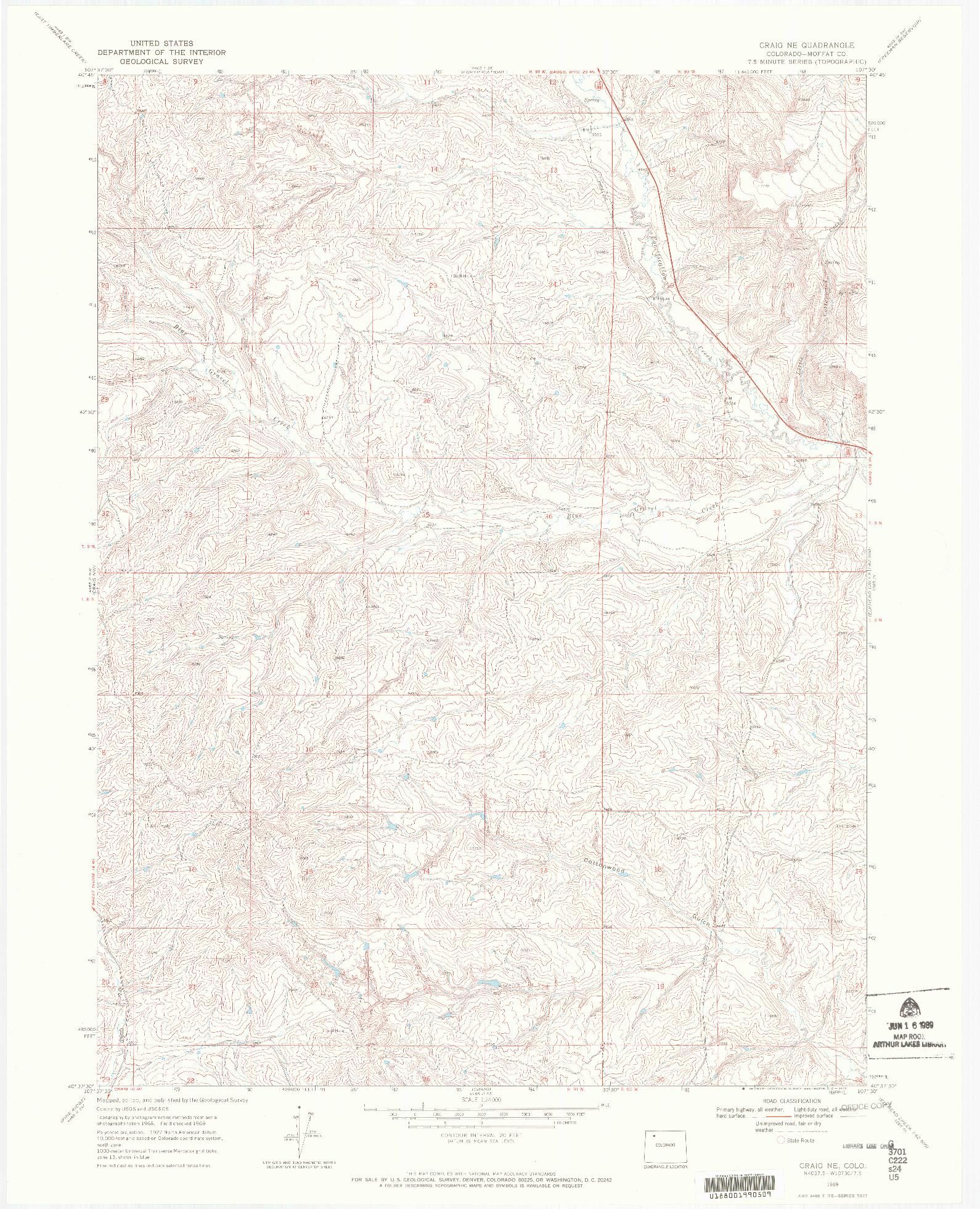USGS 1:24000-SCALE QUADRANGLE FOR CRAIG NE, CO 1969