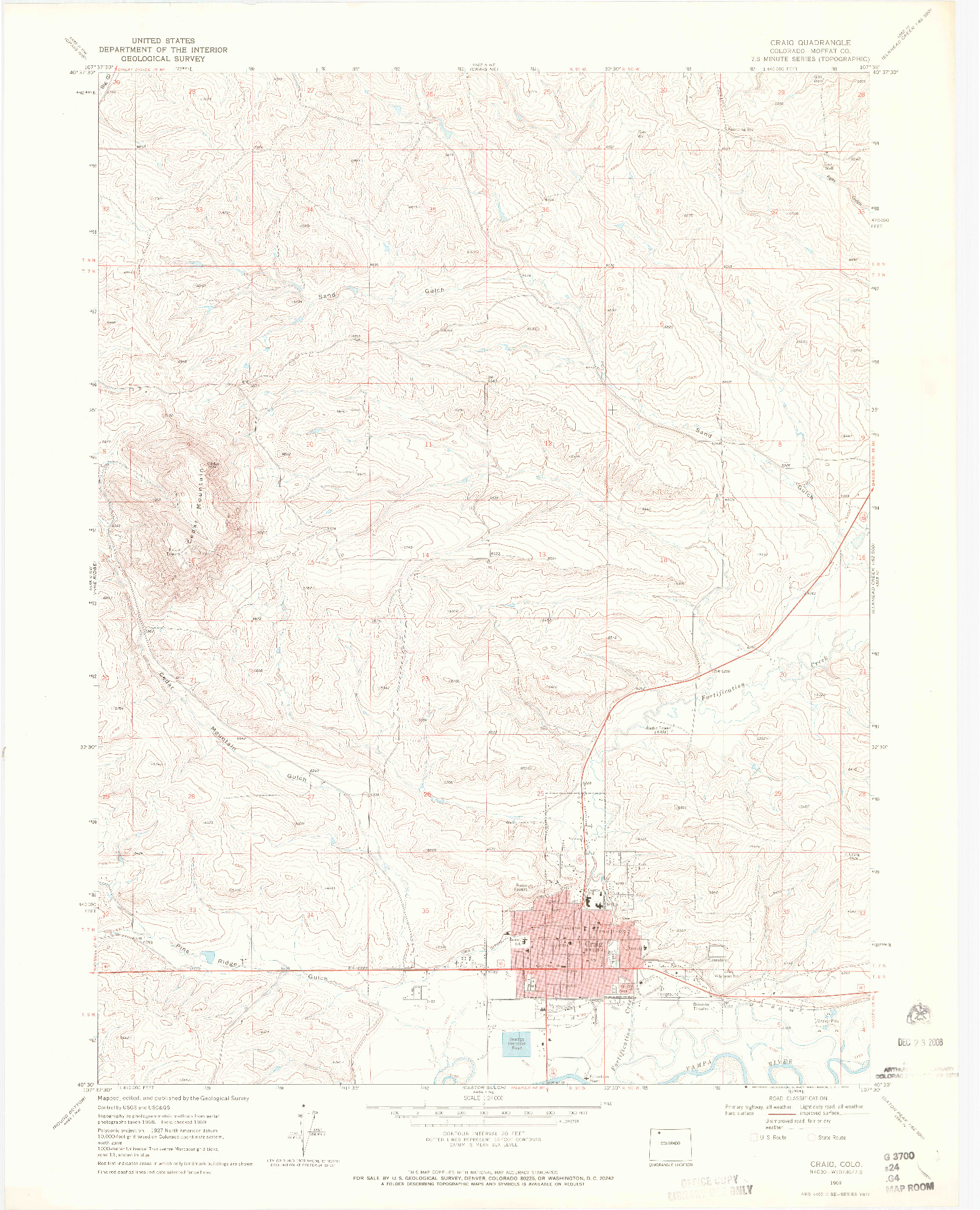 USGS 1:24000-SCALE QUADRANGLE FOR CRAIG, CO 1969