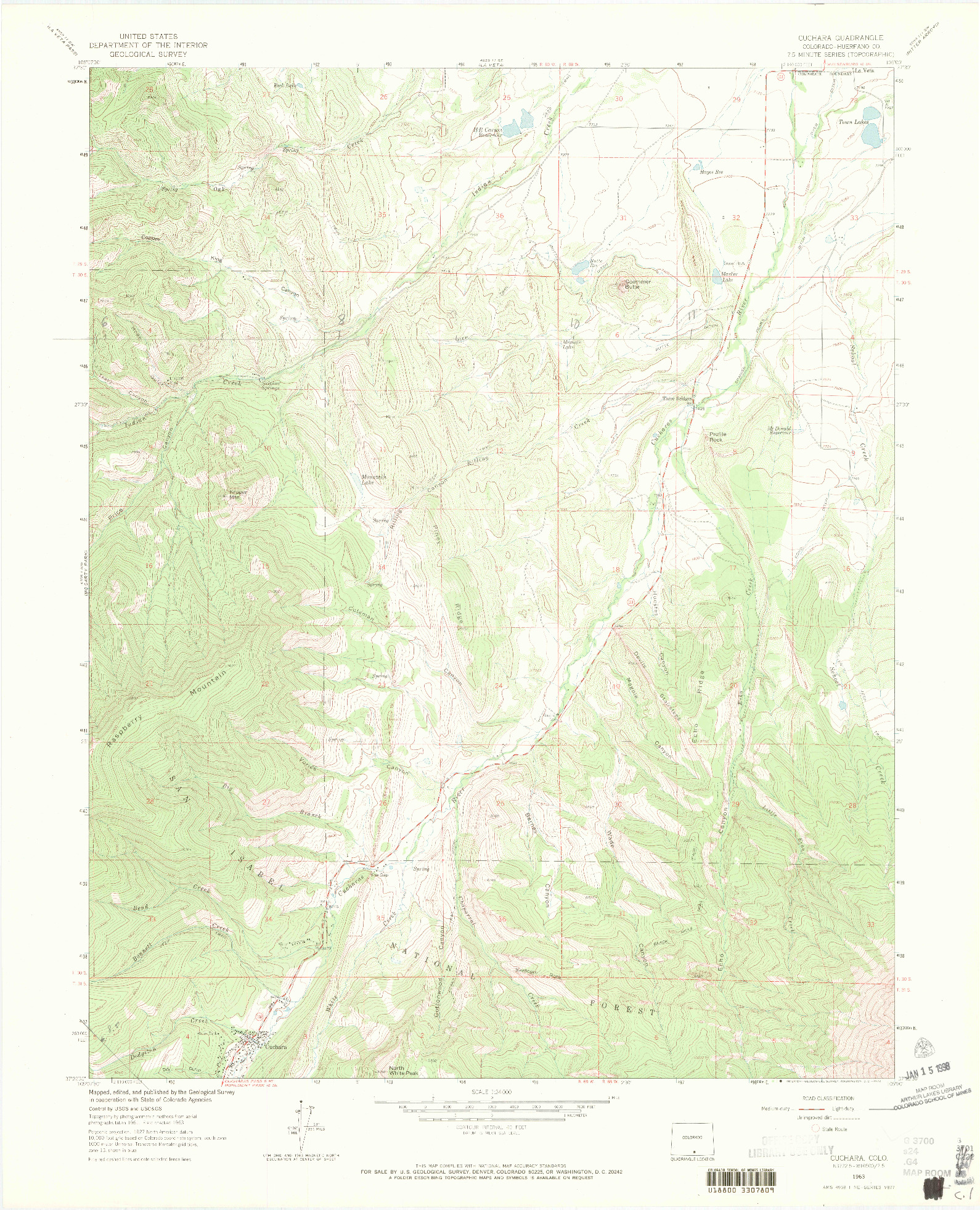 USGS 1:24000-SCALE QUADRANGLE FOR CUCHARA, CO 1963