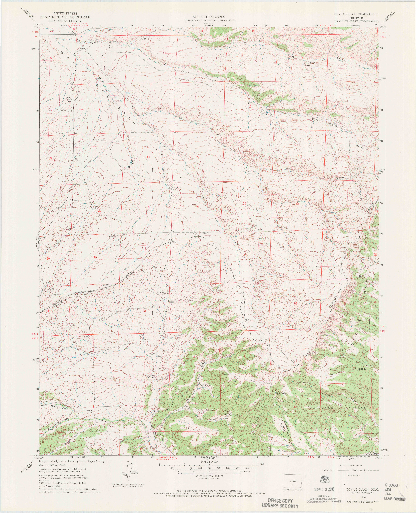 USGS 1:24000-SCALE QUADRANGLE FOR DEVILS GULCH, CO 1960