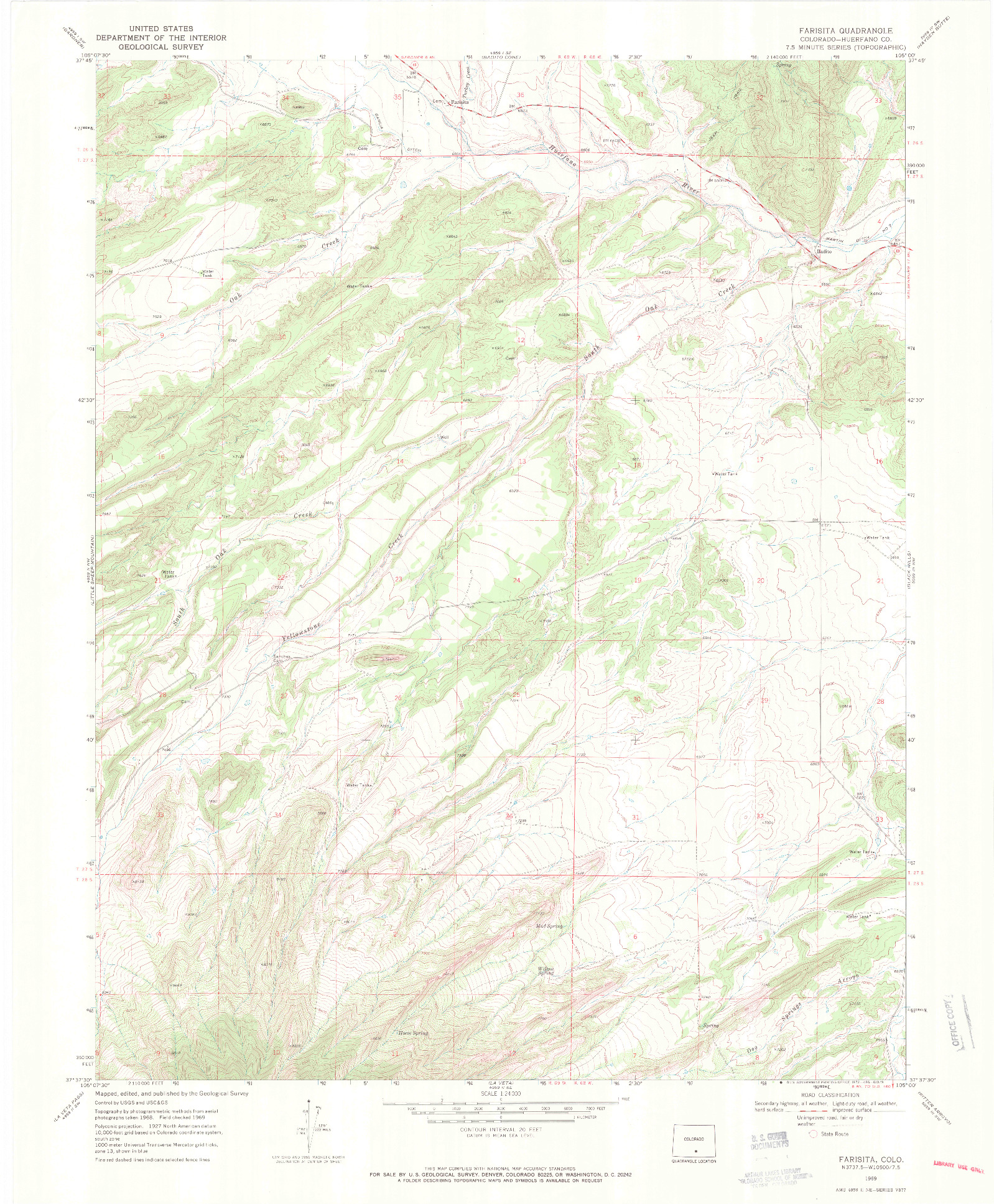 USGS 1:24000-SCALE QUADRANGLE FOR FARISITA, CO 1969